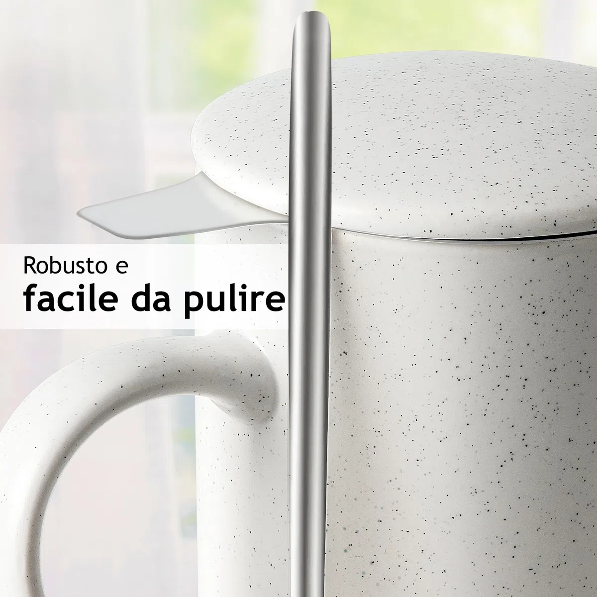 MIAMIO - Set di tazze da tè 2 x 500 ml con infusore e coperchio/Tazza da tè in ceramica con infusore e cucchiaio per la macerazione del tè in foglie, regali per gli amanti del tè (Verde scuro)