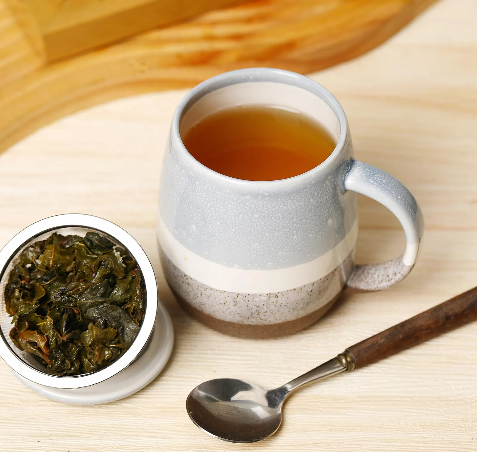 Tazza da tè con coperchio e colino, grande tazza in ceramica, 400 ml, per ammollo del tè