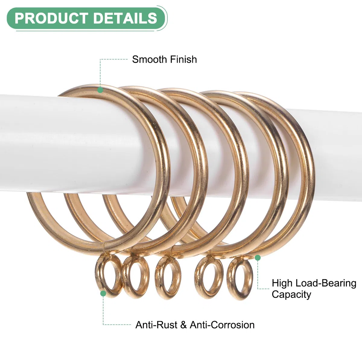 M METERXITY 30-Pz Anelli per Tende Oro con Occhiello, Anelli Metallo Antiruggine per Bastoni per Tende, ID 1,25" Anelli per Tende per Appendere Tende/Cappelli/Asciugamani