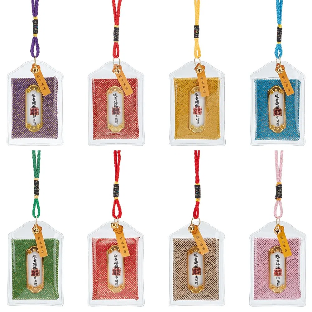 WEBEEDY 8 ciondoli Omamori giapponesi buona fortuna sacchetto appeso Amuleto Omamori giapponese sacchetto appeso portafortuna, sacchetto di benedizione ciondolo per la salute sicurezza Fortuna