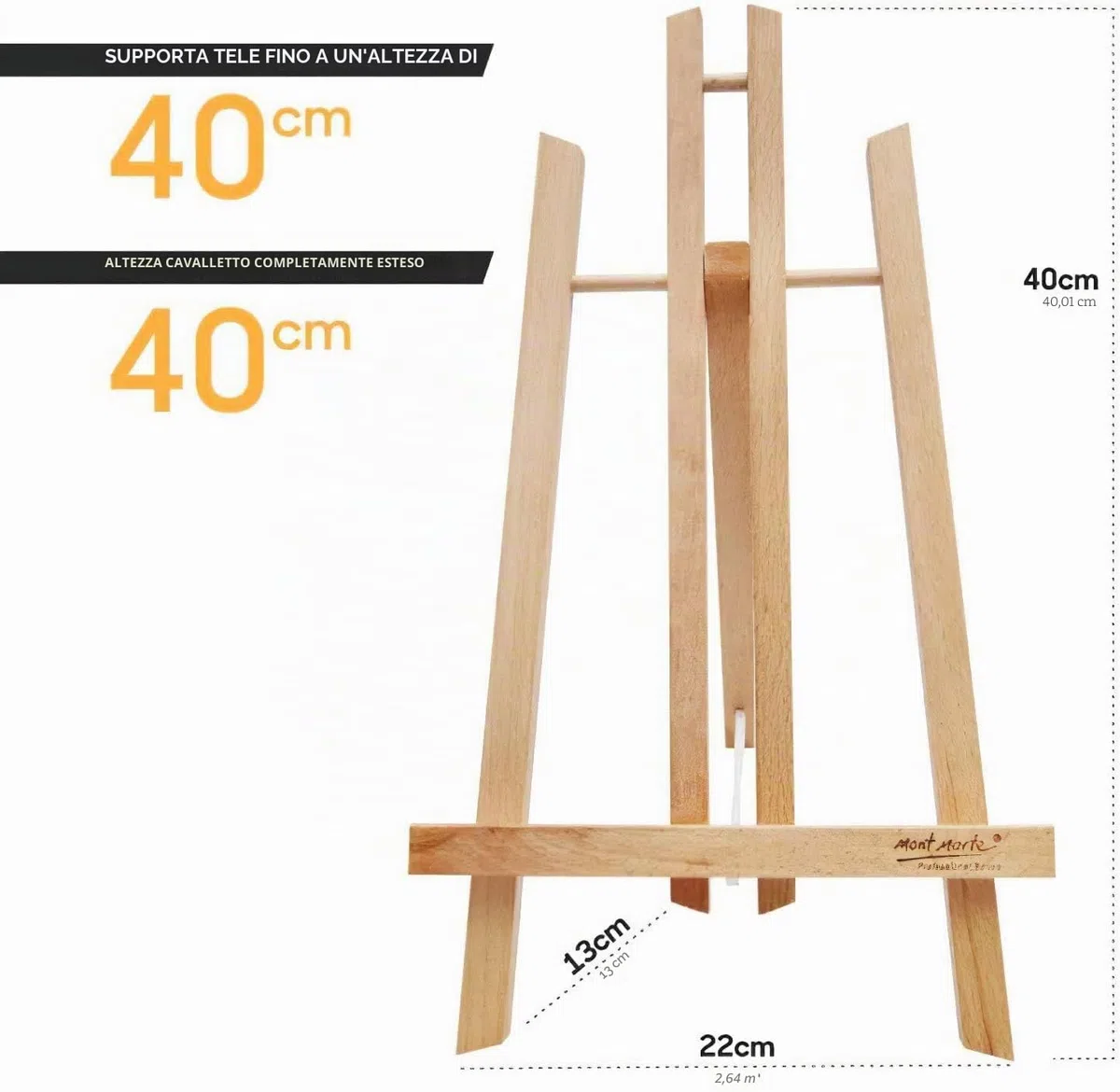 Mont Marte Piccolo Cavalletto Tavolo in Faggio - Medium - Ideale Cavalletto in Legno per la Presentazione di Telaio e Cornici Fino a 40 cm - Perfetto per Eventi, Esposizioni e Convegni