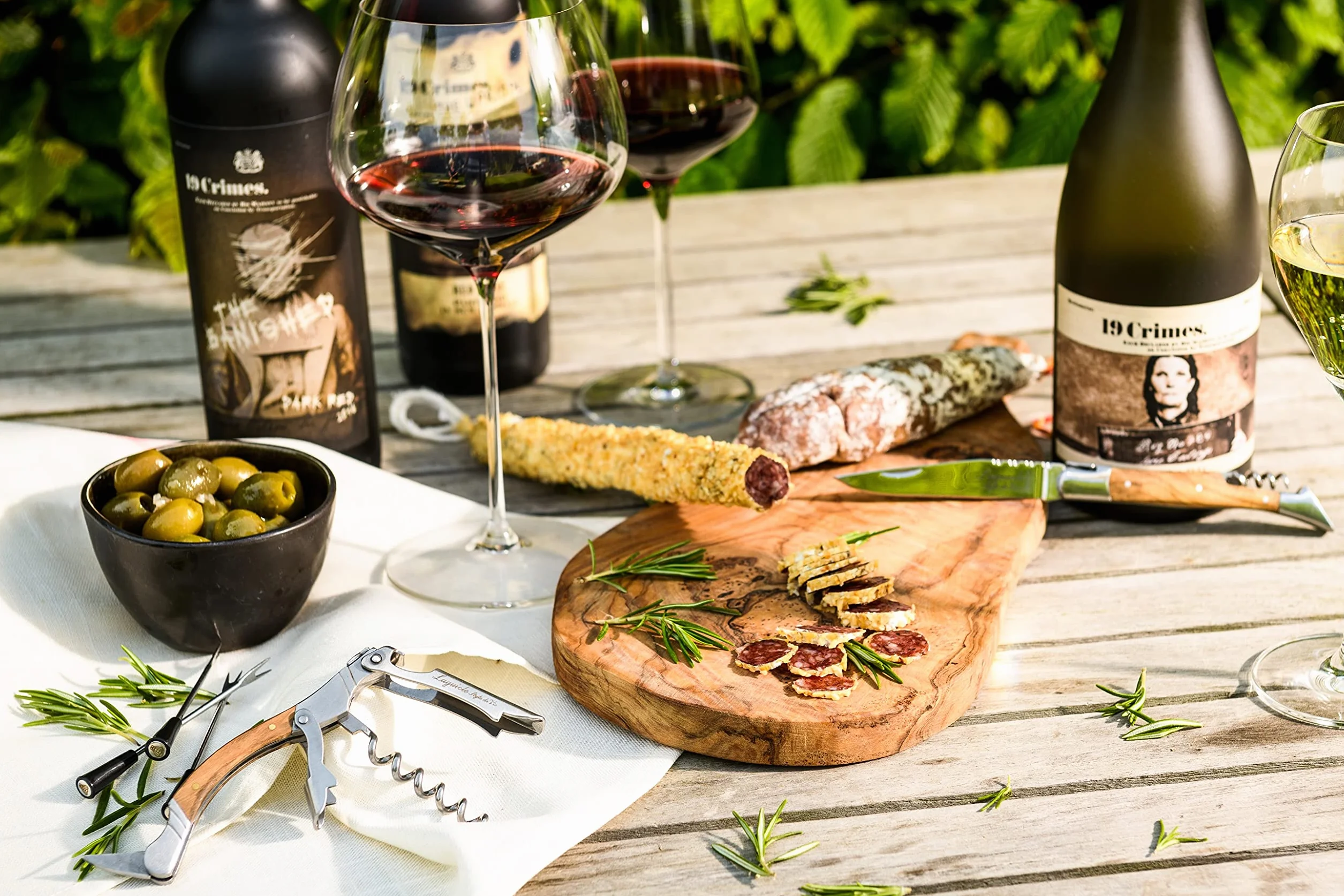 Laguiole Style de Vie cavatappi, apribottiglie con taglierina, sommelier, legno d'olivo