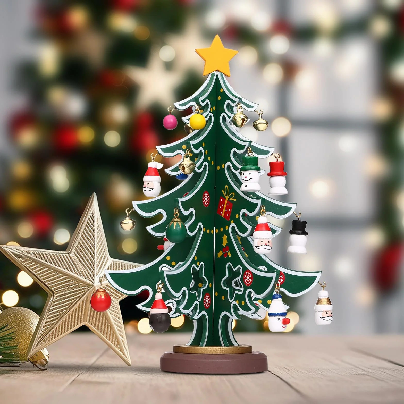 LIHAO Calendario dell'Avvento 2026, Mini Albero di Natale in Legno con 24 Ornamenti Pendenti Decorazione Natale Conto alla Rovescia DIY Regalo di Natale per Bambini Adulti