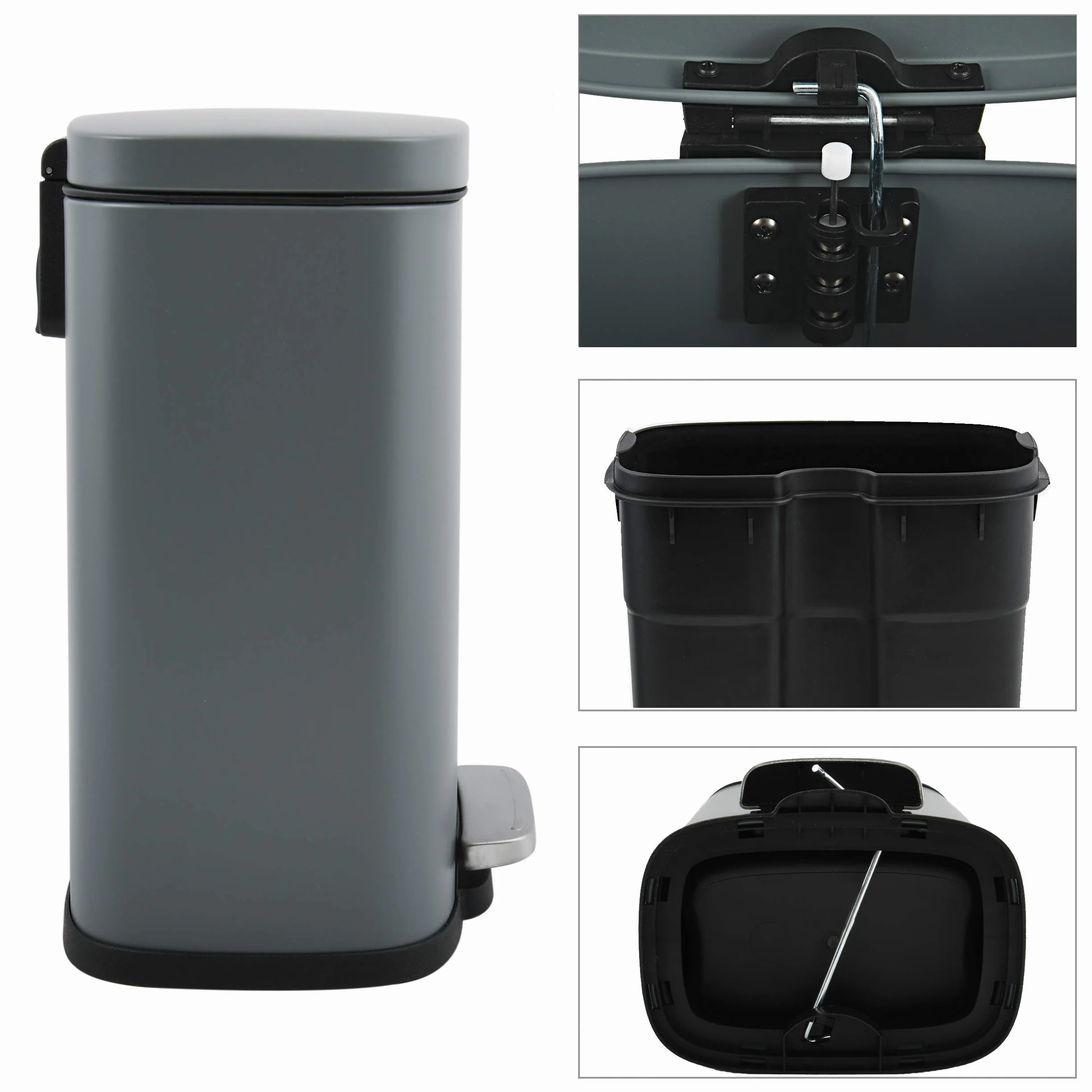 Spirella - Cestino per Bagno a Pedale Modello Akira - Acciaio Inossidabile di Alta Qualità - Chiusura Silenziosa Easy-Close - Bianco Opaco - 5L - Accessori per il bagno