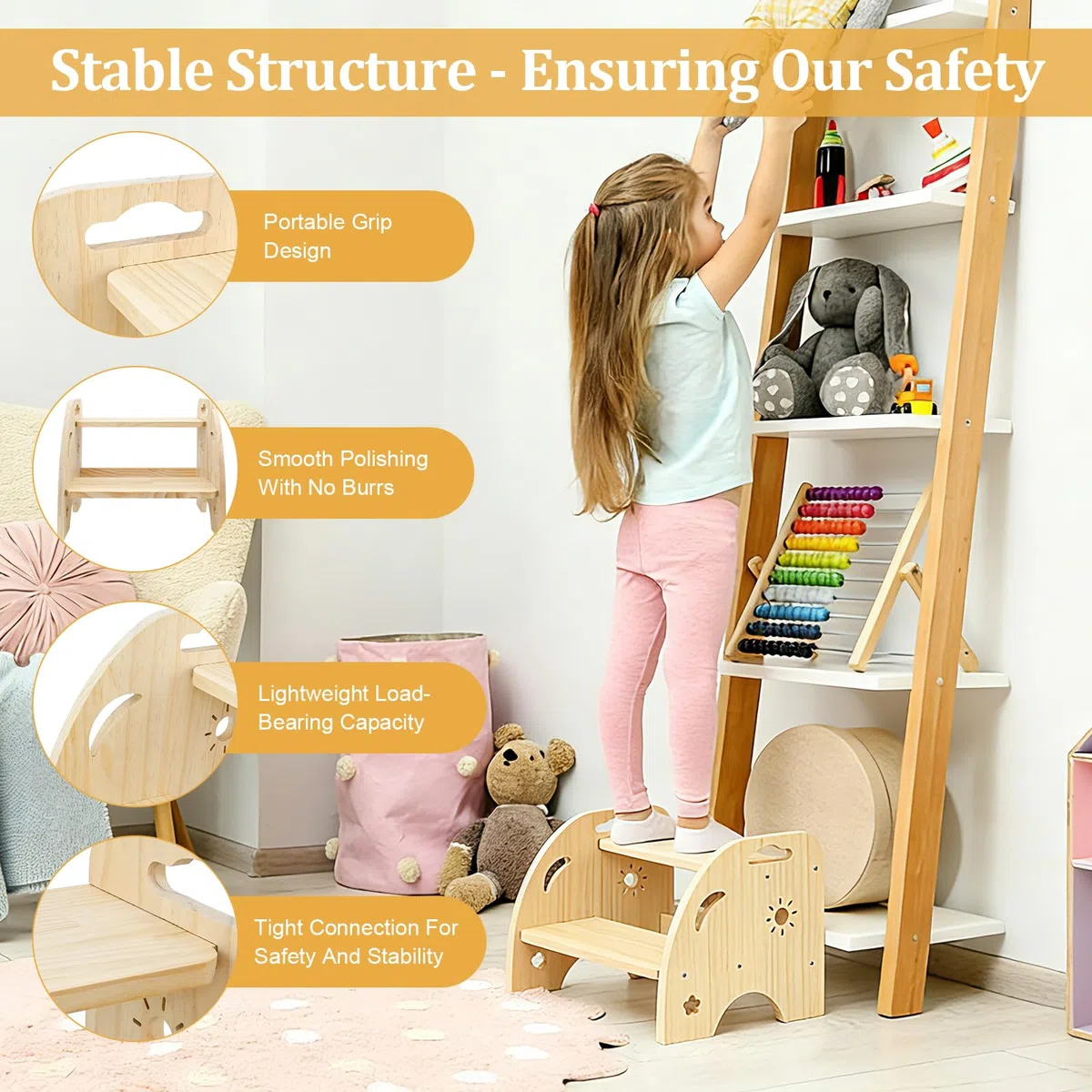Sgabello Per Bambini, Sgabello Per Bambini Con Manico, Regolabile In Altezza A 2 Livelli, Portata 150kg, Per Bagno, Lavandino, Cucina, Cameretta Dei Bambini, Per Adulti E Bambini