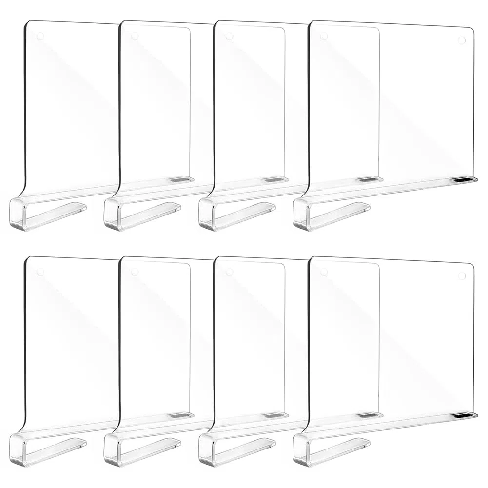 BAKAJI Set 8 Divisori in Acrilico Trasparente per Mensole, Organizer Separatore Armadio Multiuso, Separatori Salvaspazio Cassetti, Vestiti, Asciugamani, Guardaroba, Scaffali, Scarpe, 28 x 3 x 22,5 cm
