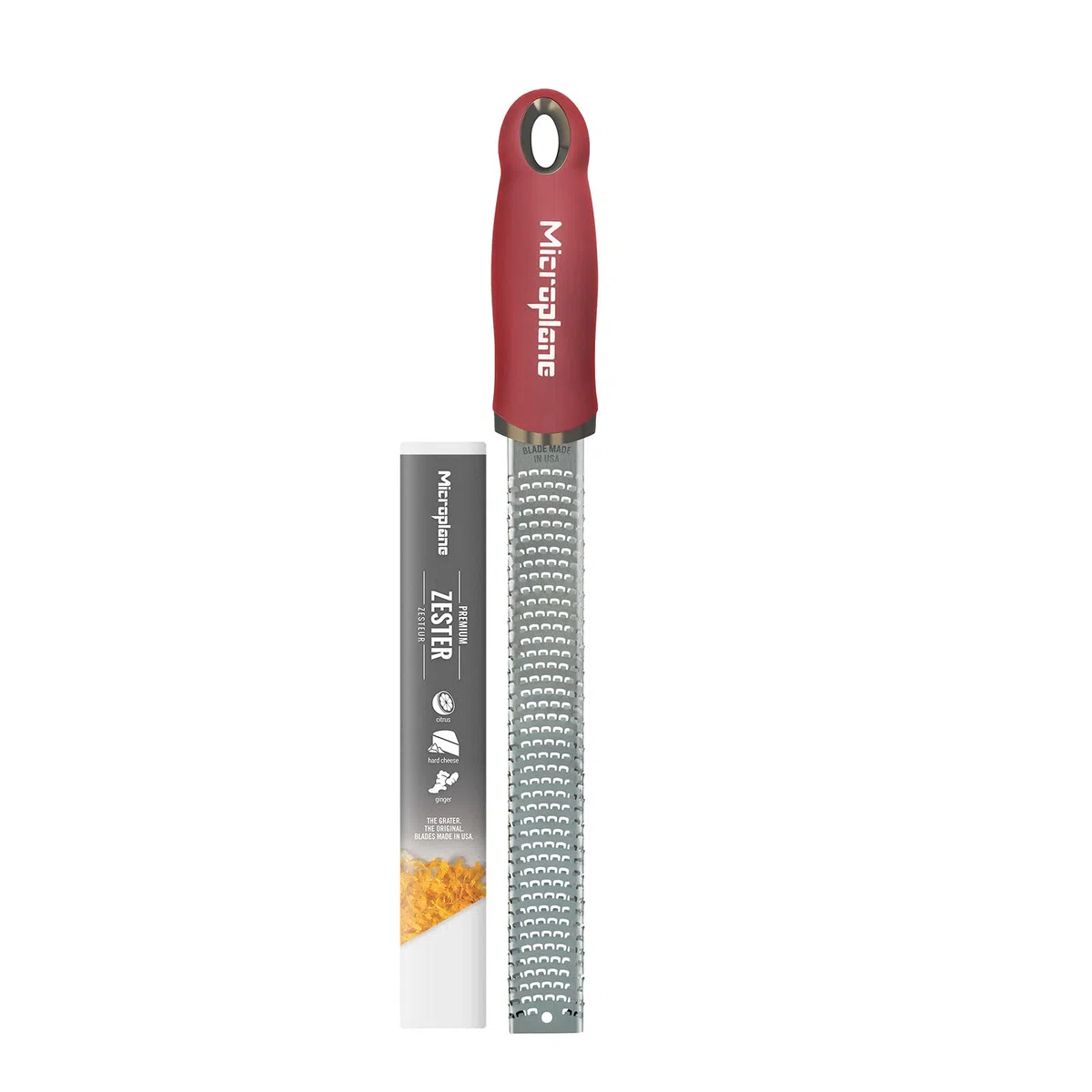 Microplane Grattugia Zester Rosso Borgogna Ideale per Agrumi, Formaggio a Pasta Dura, Zenzero, Cioccolato e Noce Moscata con Lama Fine - Made in USA