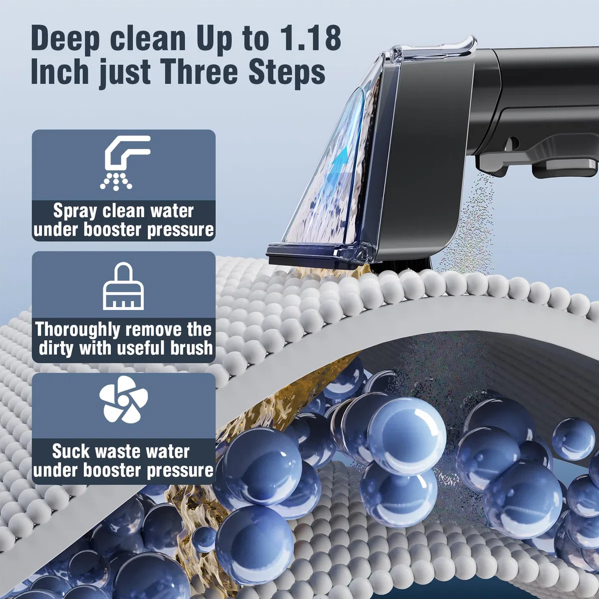 600W/ 22Kpa Detergente per tappeti, divani, scale, tappeti, tappezzeria e auto, aspirapolvere per animali domestici, aspirapolvere bagnato, detergente per divano，Gerät Teppichreiniger