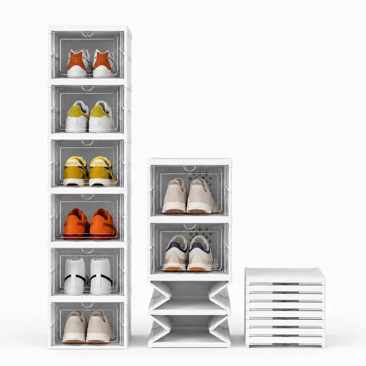 Scarpiera Salvaspazio Slim 6 Scomparti con Ante Trasparenti - Scarpiera Ingresso con Retro VENTILATO e RESISTENTE - Montaggio Senza Attrezzi - per Ingresso, Camera, Armadio - Fino alla Taglia 46