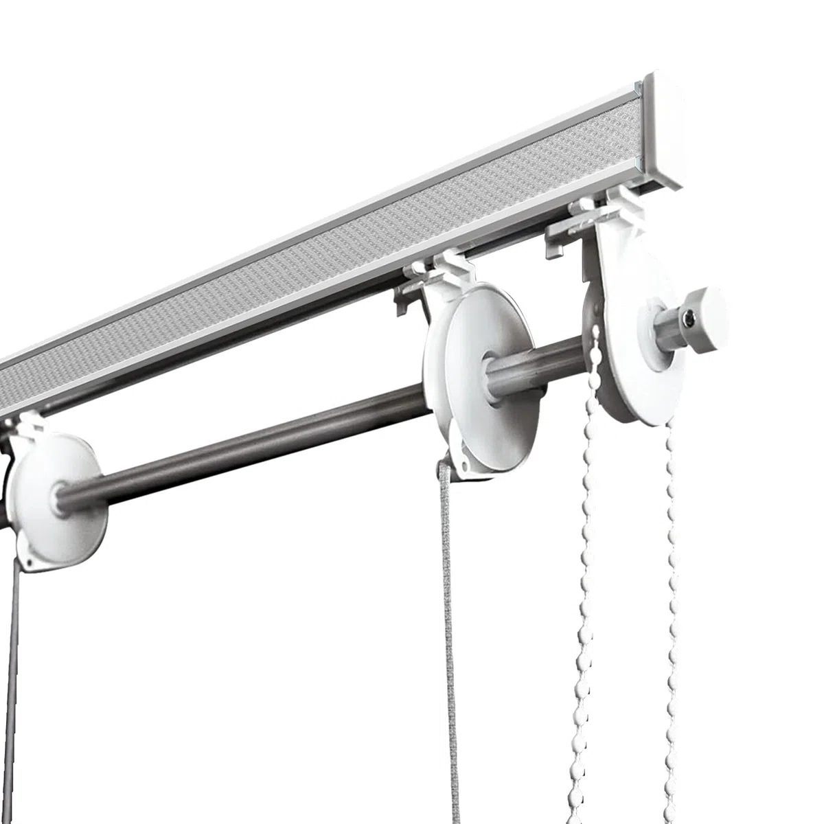 TENDEEVOLUTION Bastone Tenda a Pacchetto per Interni in Alluminio con 4 Calate e sgancio rapido. Bastone Tenda Soffitto o Parete, Steccate o in Tessuto (160 CM Catenella a Destra)