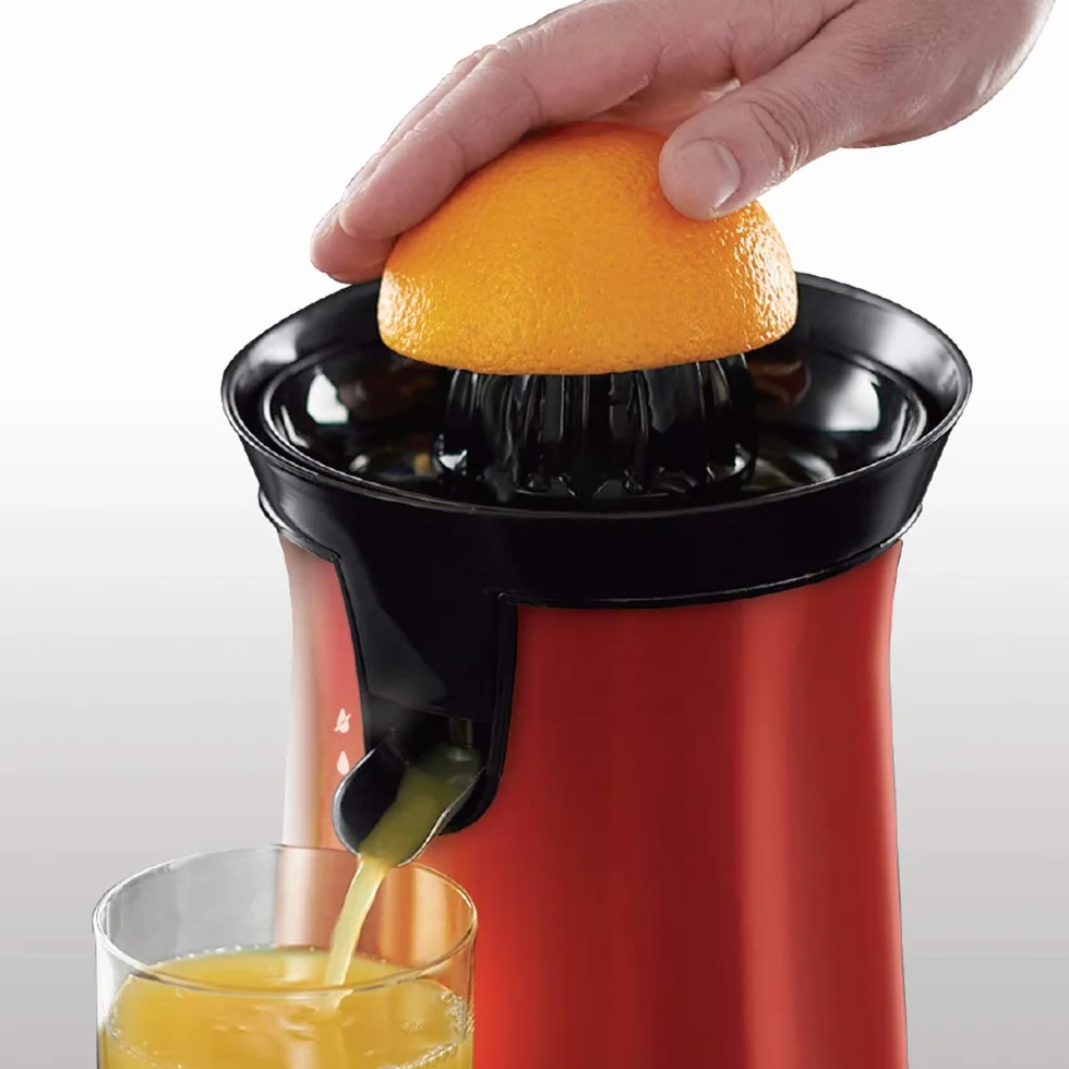 Russell Hobbs Spremiagrumi Elettrico, Bicchiere Grande E Piccolo, Rotazione Bidirezionale Destra, Sinistra, Antigoccia, Lavastoviglie Ok, 60 W, Senza Bpa, Rosso, 26010-56
