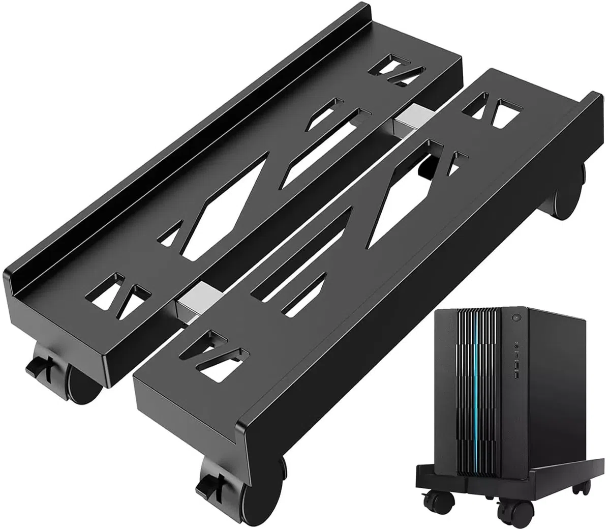 Supporto per PC sotto scrivania, supporto universale per CPU regolabile con ruote