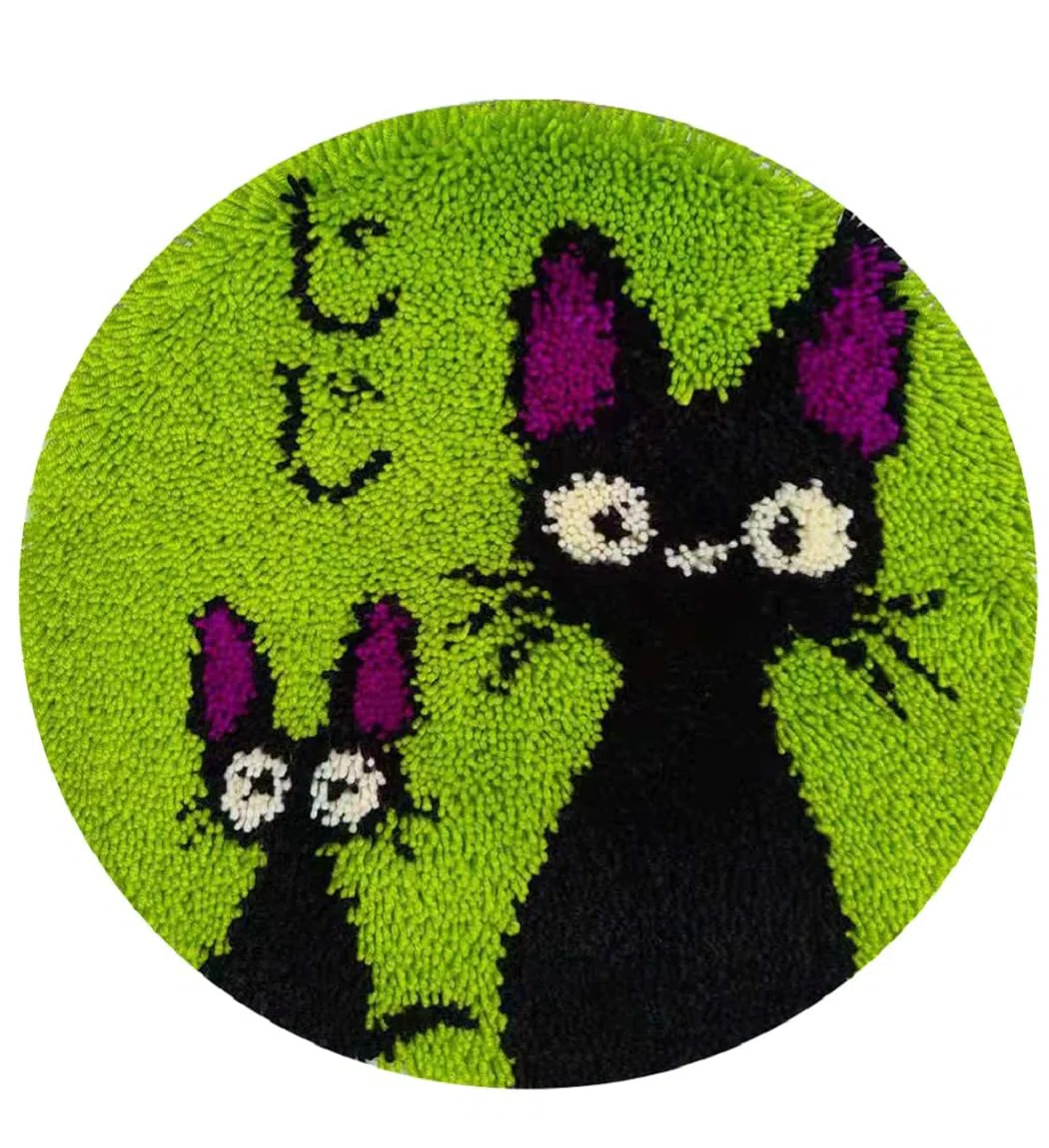 YOOTOM Kit Tappeto Gancio a Scatto di Gatti, Tappeto Annodare Fai Da Te Creativo, Set di Tappeti da Ricamo, Cuscini Decorativi fai-da-te, Tappetino a gancio, Modello di colore prestampato, 50x50cm