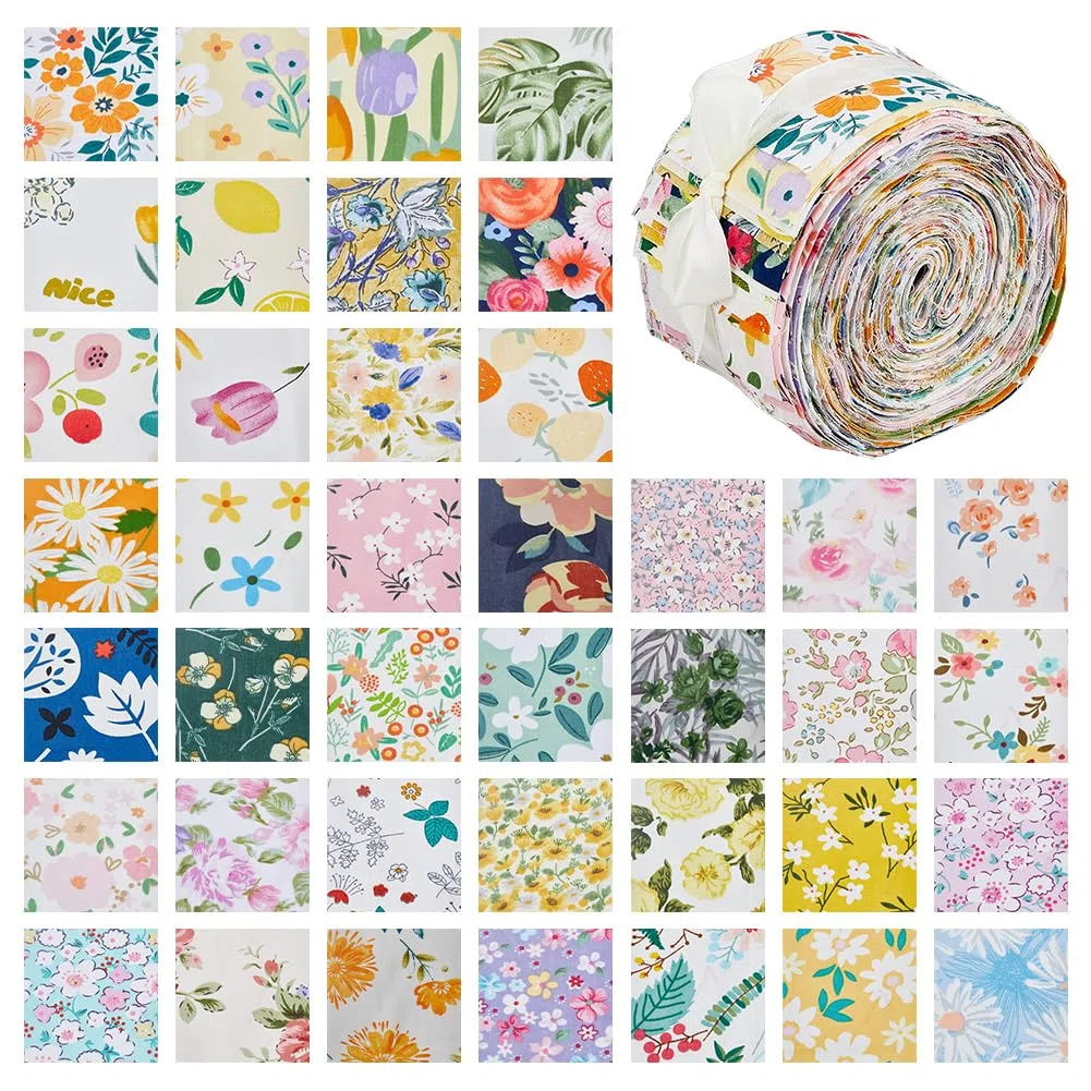 DICOSMETIC 40 pezzi Jelly Roll Tessuto QuiltStripe Floreale Tessuto Strisce di Cotone Bundle Per Cucito Artigianato Coperte Tappeti Arredamento Casa
