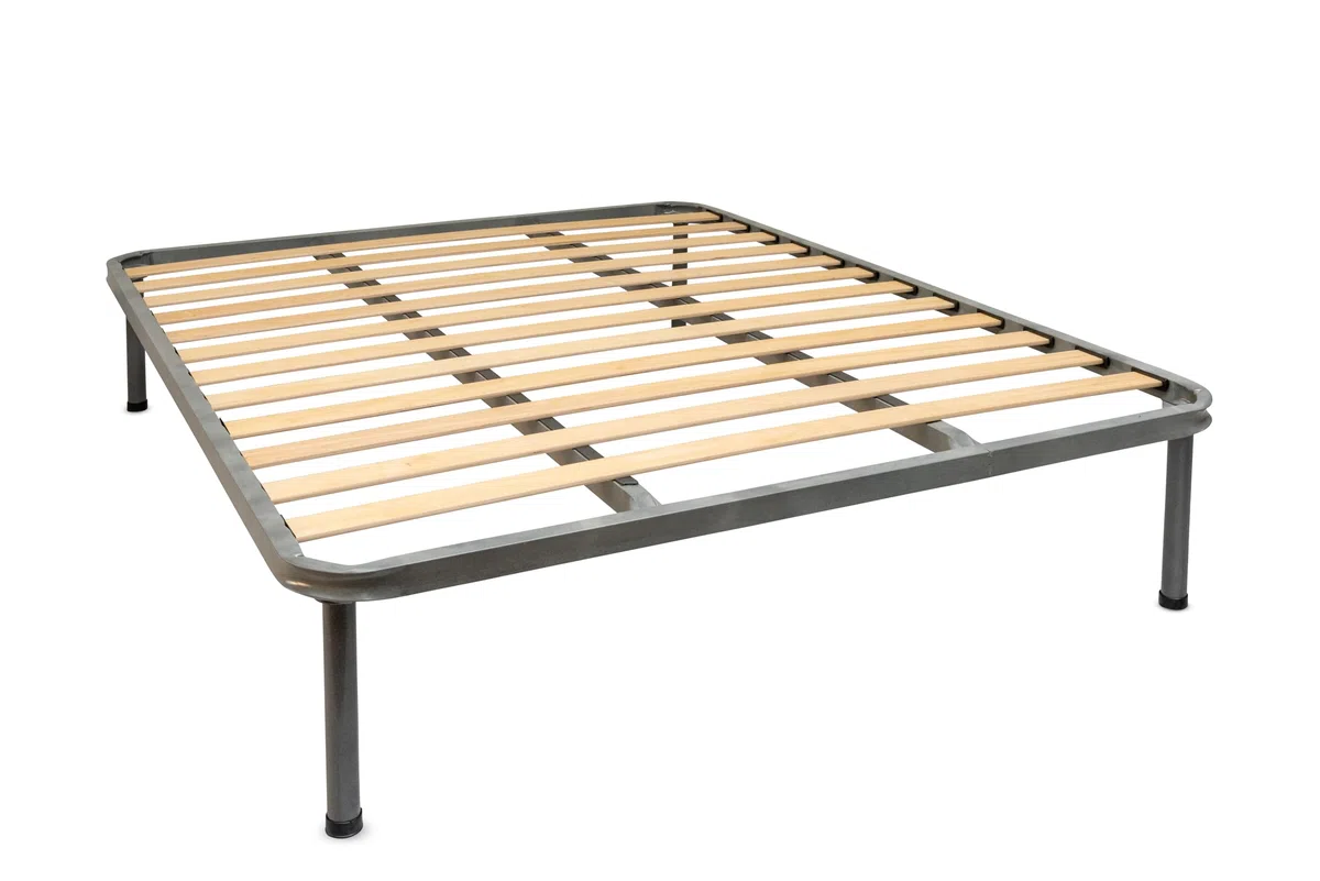 Rete 130x200 cm Ortopedica a Doghe Strette con Doppio Rinforzo centrale 4 Piedi In Ferro H30 cm