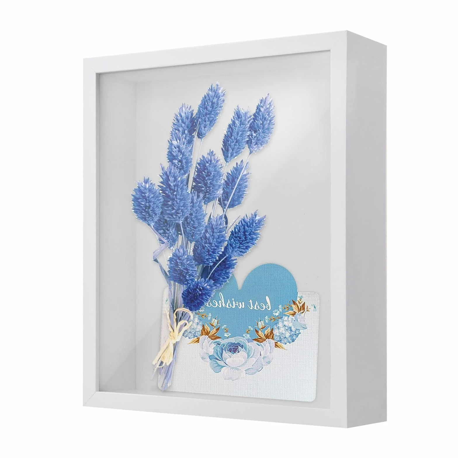 cornice 3D Profonda, 22x27cm Ombra Profonda Box Portafoto, Legno Cornice per Oggetti con Foglio Acrilico Trasparente, Contenitore Riempibile per Souvenir Fiore (Bianco 5CM)