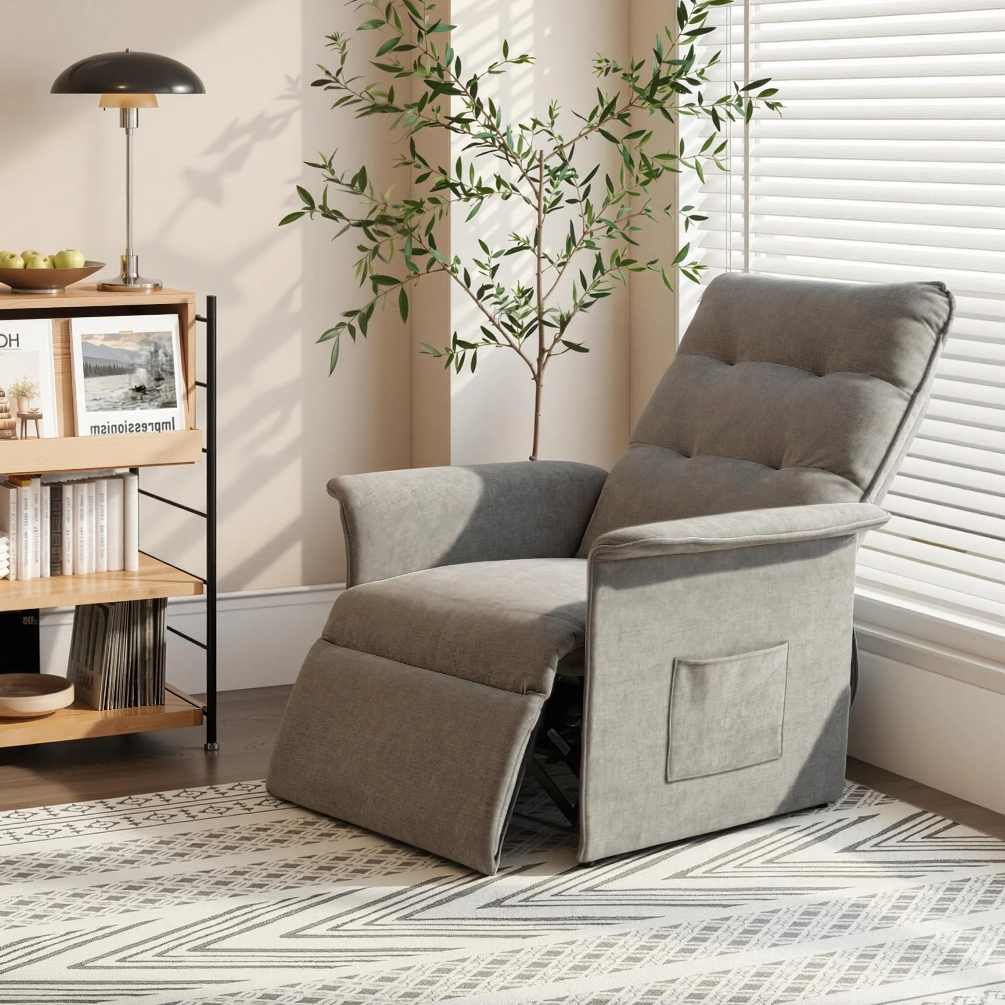 FLEXISPOT Poltrona Relax Elettrica con Schienale Regolabile - Poltrona TV Regolabile con Funzione Recliner, Schienale Regolabile da 125° a 160° – Poltrona Relax Ergonomica Color Grigio Chiaro