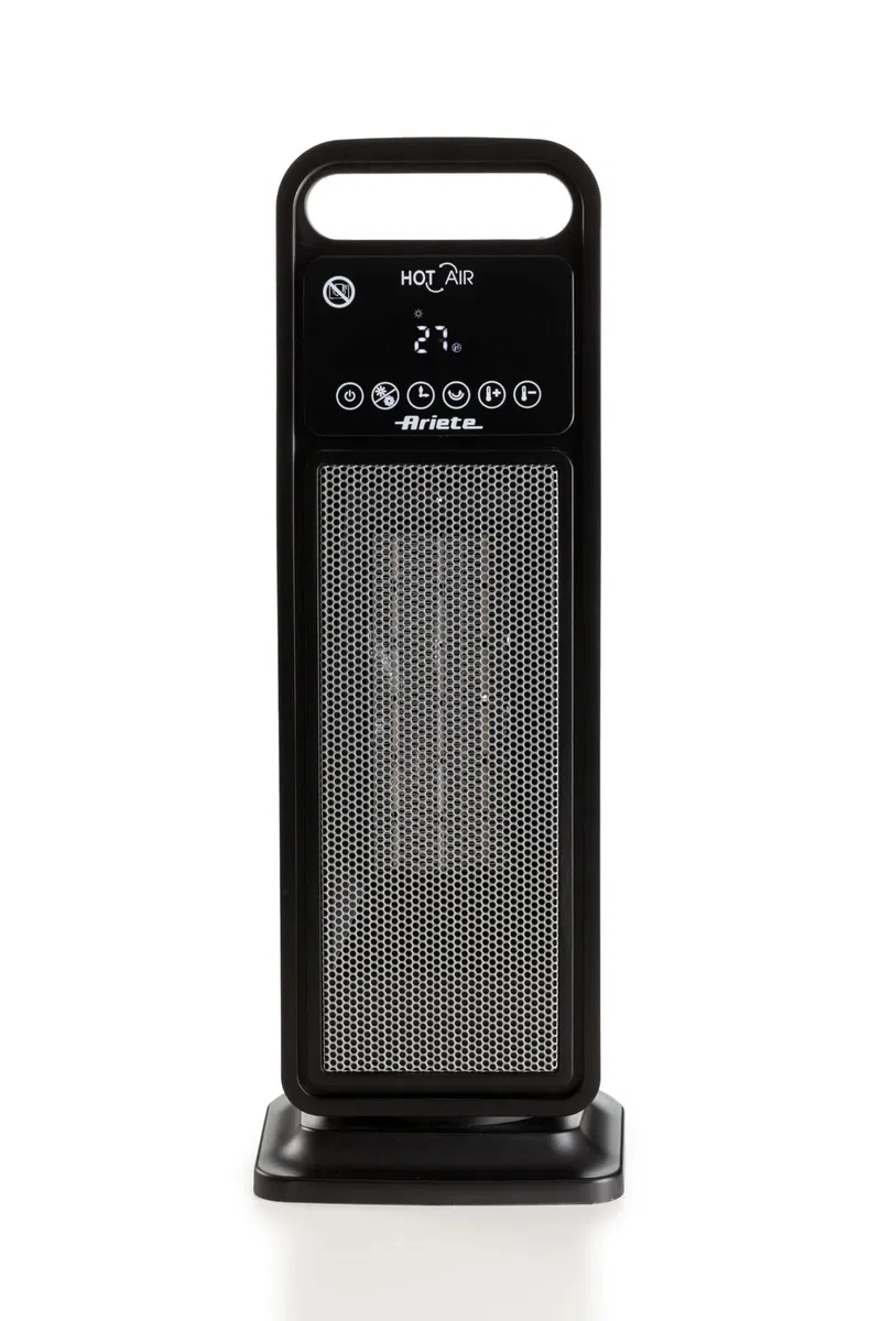 Ariete 8212 Stufa elettrica a torre, 2000W, Funzione ventilazione, Funzione oscillazione, Timer fino a 8 ore, Led display, Tecnologia ceramica, Basso consumo energetico, Nero