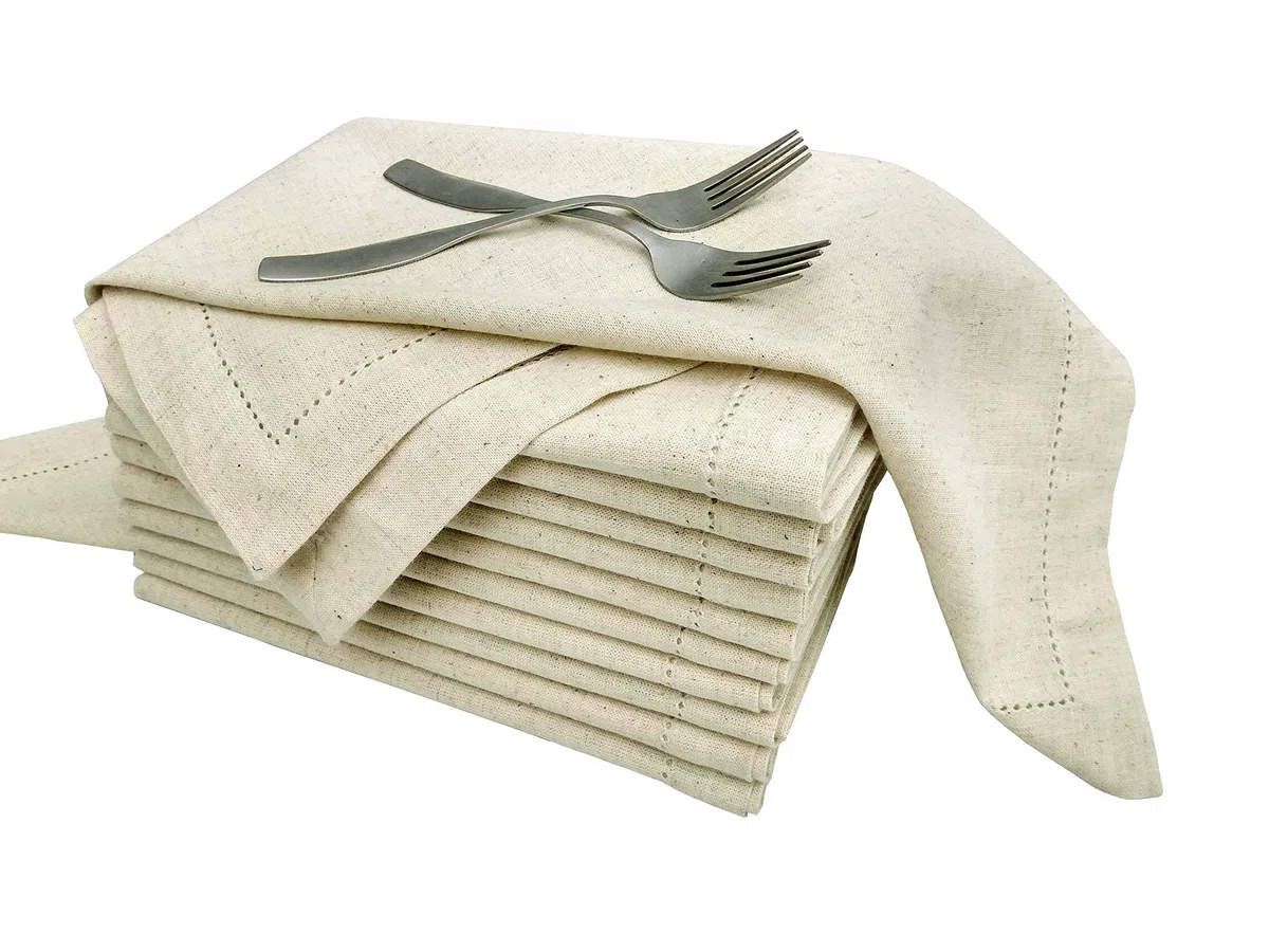 tovaglioli di lino con orlo a giorno, 50,8 x 50,8 cm, naturali, Tessuto, Natural Beige, 50 x 50 cm