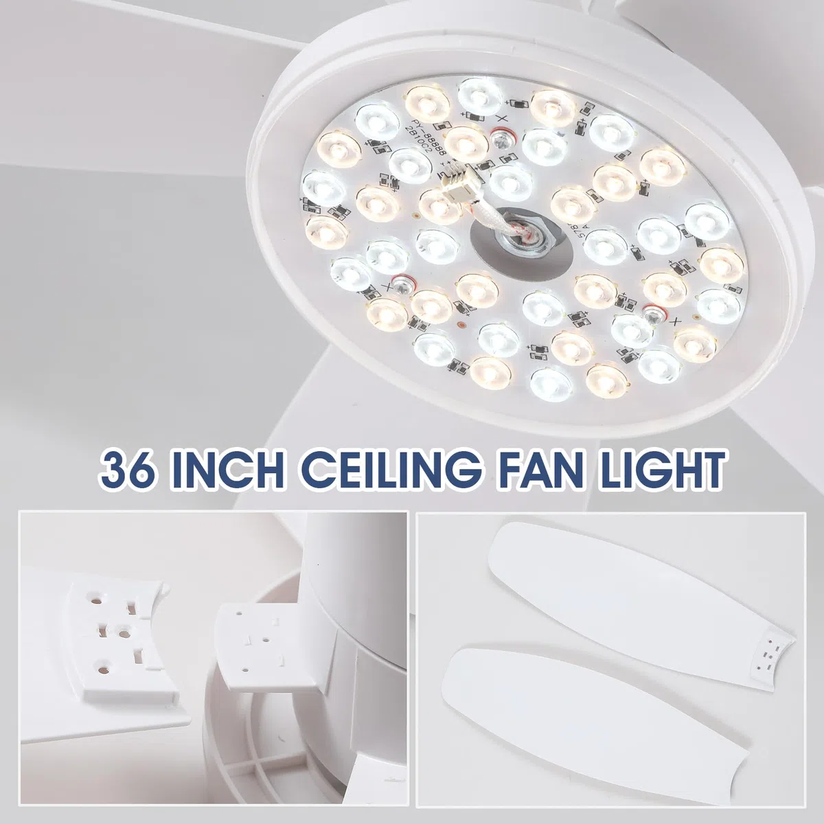 Ventilatori a soffitto con luci-106CM Ventilatore a soffitto a basso profilo con luce e controllo remoto/APP,DC reversibile, LED dimmabili Ventilatori a soffitto moderni per camera da letto(Bianco)