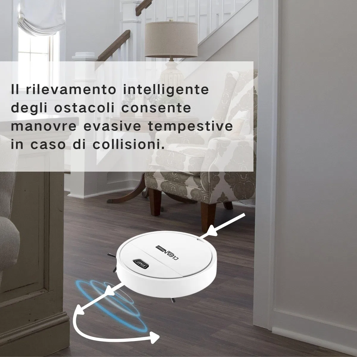 Robot Pulitore e Aspirapolvere, Robot Aspirapolvere Lavapavimenti, Robottino Aspira e Lava Pavimenti, Rilevamento Ostacoli, Adatto per Tappeti e Pavimenti in Legno, Bianco
