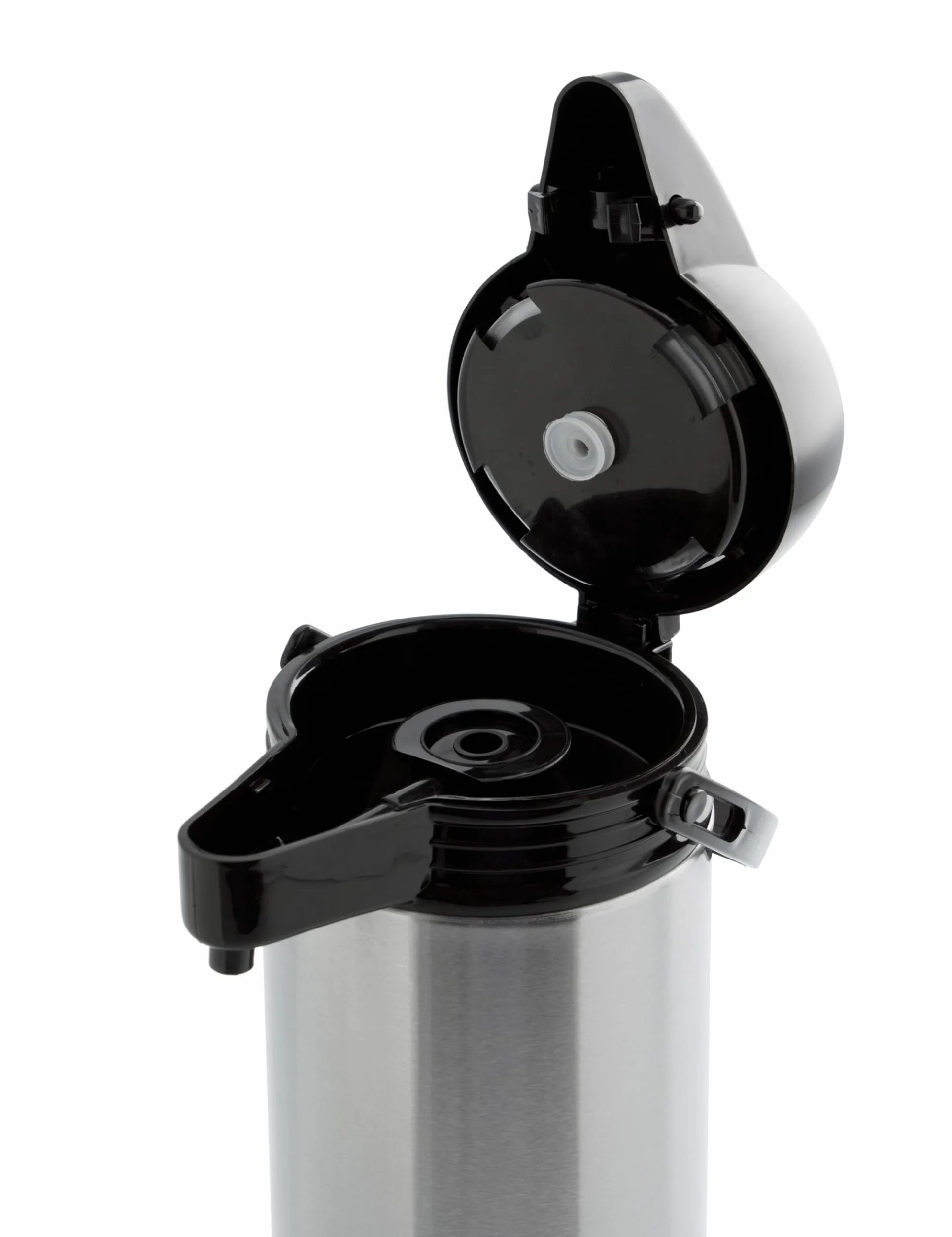 Quid 7520006 Xylon - Isoterma per caffè con beccuccio a doppia parete in vetro / acciaio inossidabile, 1,9 litri, Argento/Nero