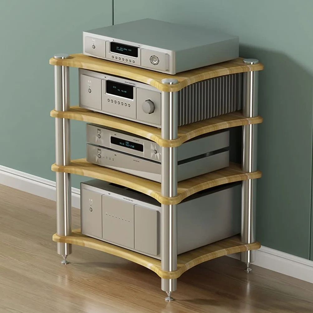 Scaffale AV Per Rack HiFi Supporto TV A 1/2/3/4 Livelli Mobile TV Mobile Per Amplificatore Hi-fi Mobile Per Apparecchiature Rack Per Altoparlanti Rack Per Amplificatore ( Color : Black , S : 60*48*85c