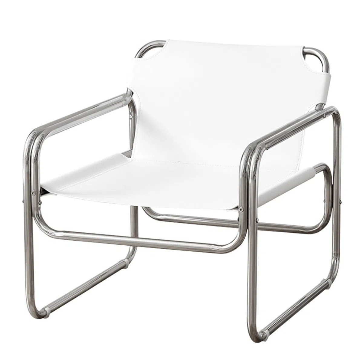 FULLOVE Sedia nordica Bauhaus Mobili Medio-antichi Ins Moda Schienale reclinabile in Acciaio Inossidabile Divano Singolo for Il Tempo Libero 2023(Color:Black)