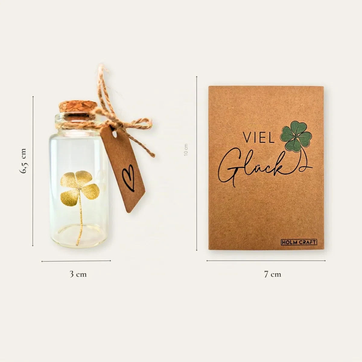Portafortuna | Vero quadrifoglio in bottiglia di vetro con tappo di sughero | Piccolo regalo per la felicità | Regali di ringraziamento | Regalo di ringraziamento | portafortuna Capodanno