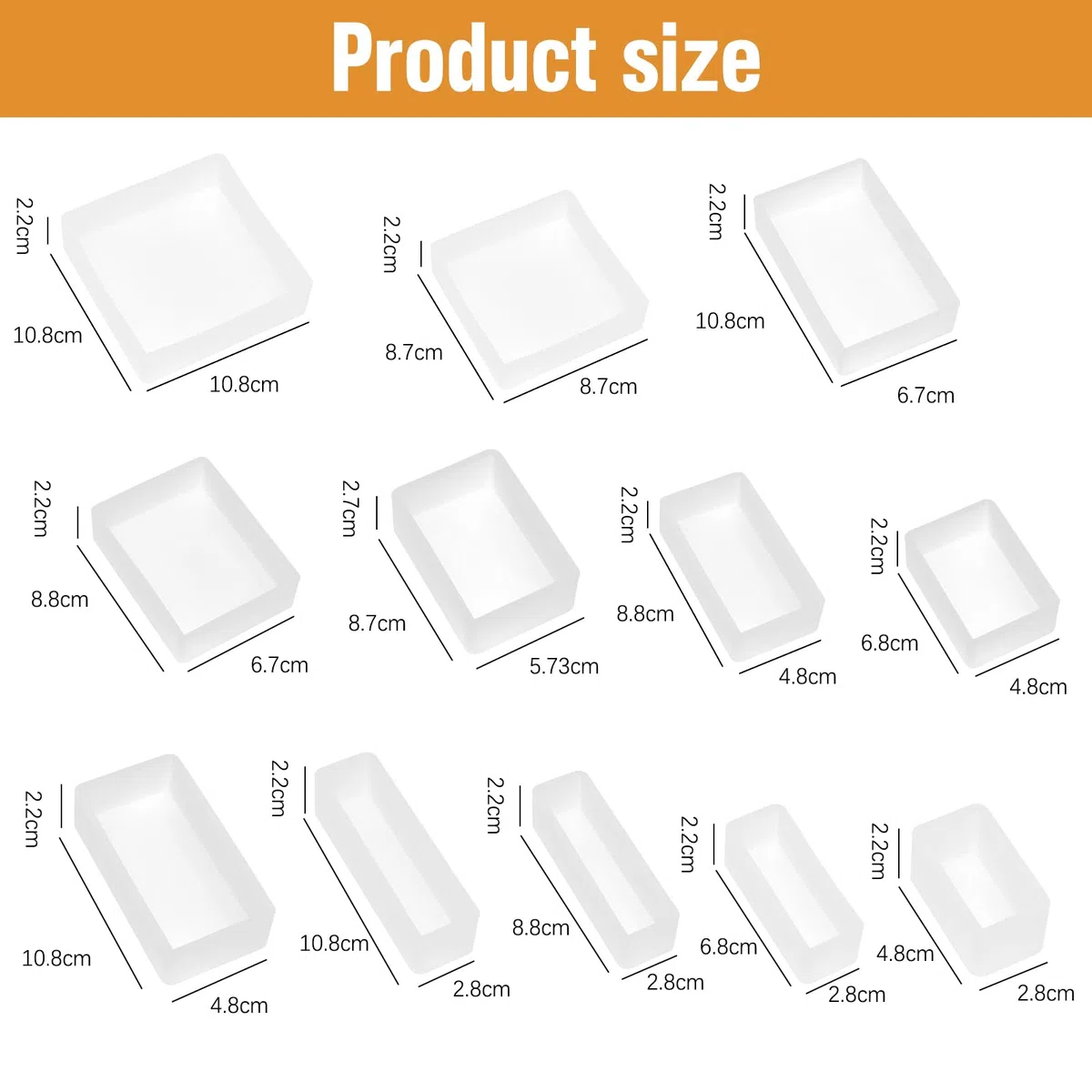 12 Pezzi Stampi Rettangolari in Silicone per Resina Epossidica Cubo Stampi Quadrato per Rosa in Resina Epossidica per Fabbricazione Gioielli Candela e Sapone, Fai Da te Deco