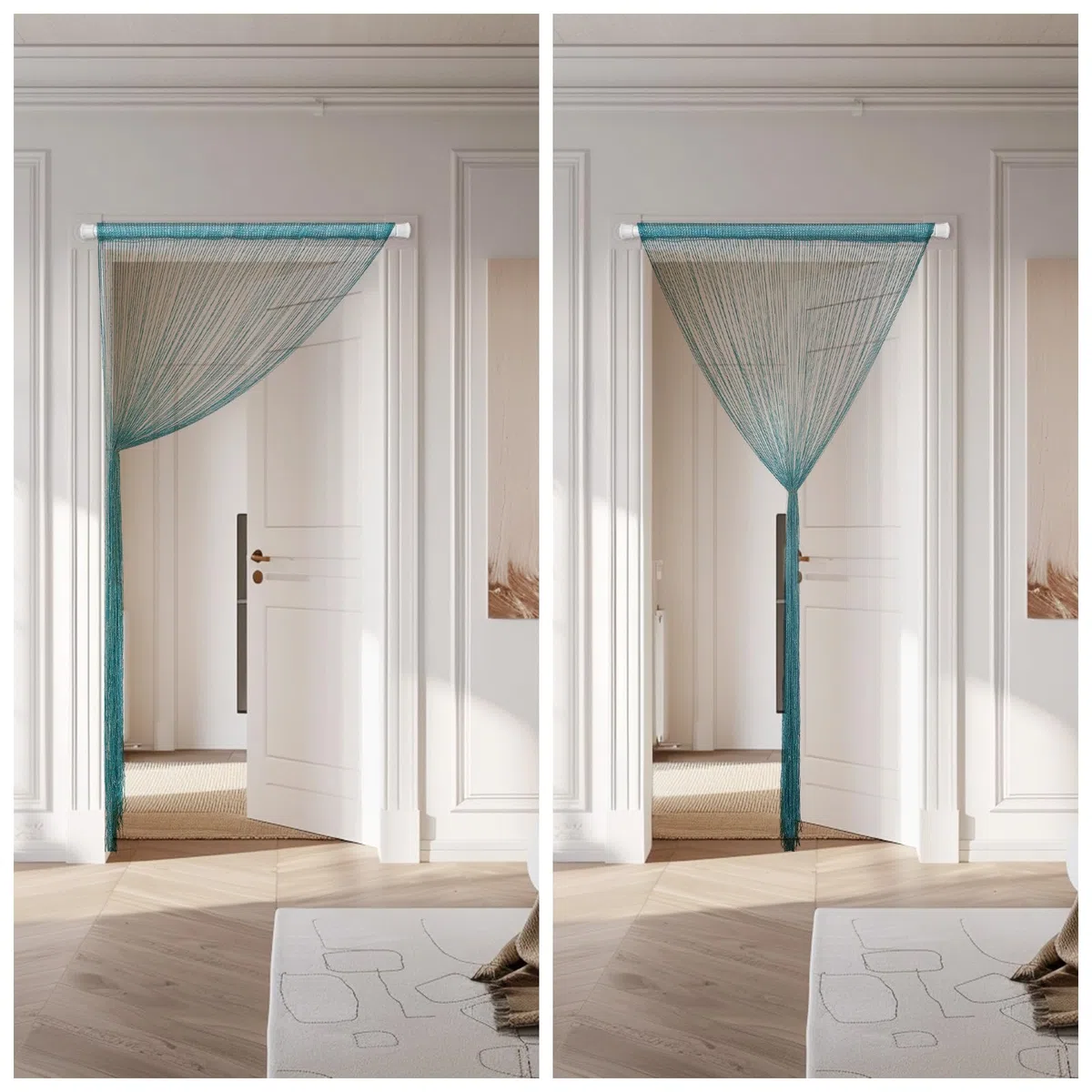 LITLANDSTAR 4 tende a fili per porta, con brillantini, decorazione per finestre, divisori e perle, per matrimoni, feste, 100 x 200 cm (blu)