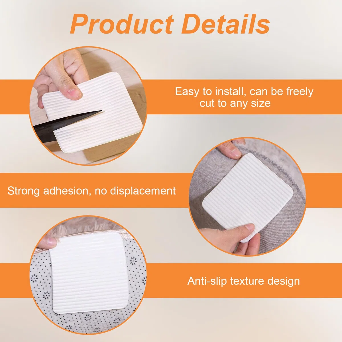 16 Pezzi Antiscivolo per Tappeti Riutilizzabili, Tappeto Gripper Antiscivolo, Fermatappeto Lavabile 10x10cm per Legno/Piastrelle/Marmo - Anti-Arricciatura Angoli Piatti