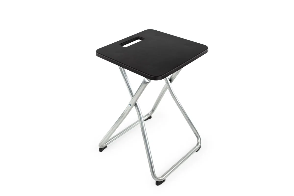 GUNDE - Sgabello pieghevole, portata fino a 100 kg, leggero e stabile, colore: nero