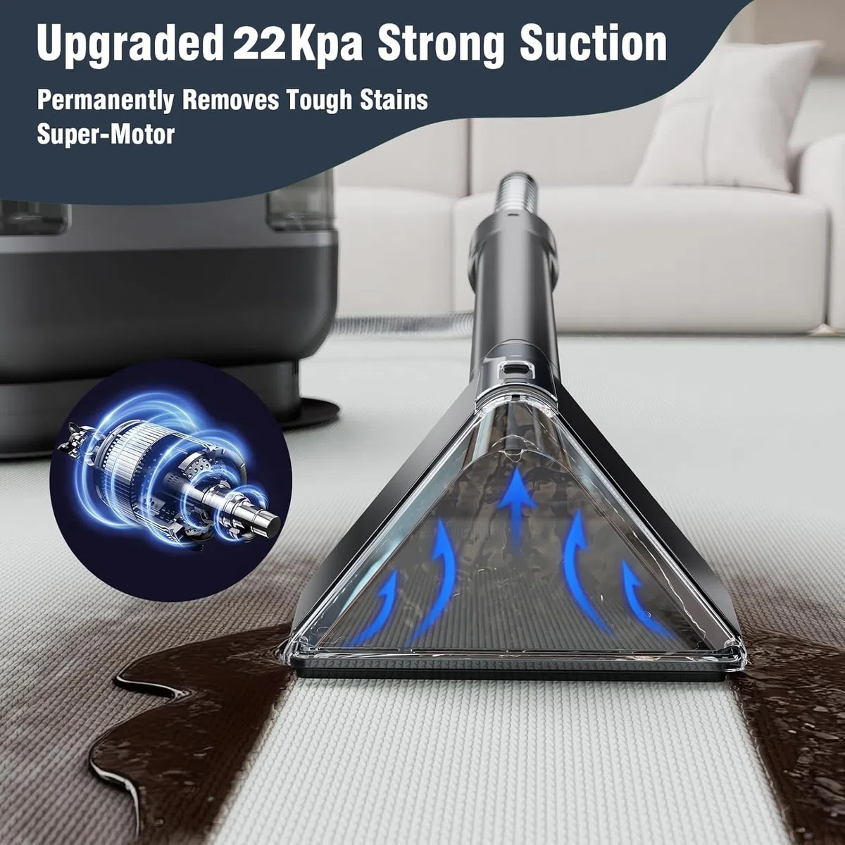 600W/ 22Kpa Detergente per tappeti, divani, scale, tappeti, tappezzeria e auto, aspirapolvere per animali domestici, aspirapolvere bagnato, detergente per divano，Gerät Teppichreiniger