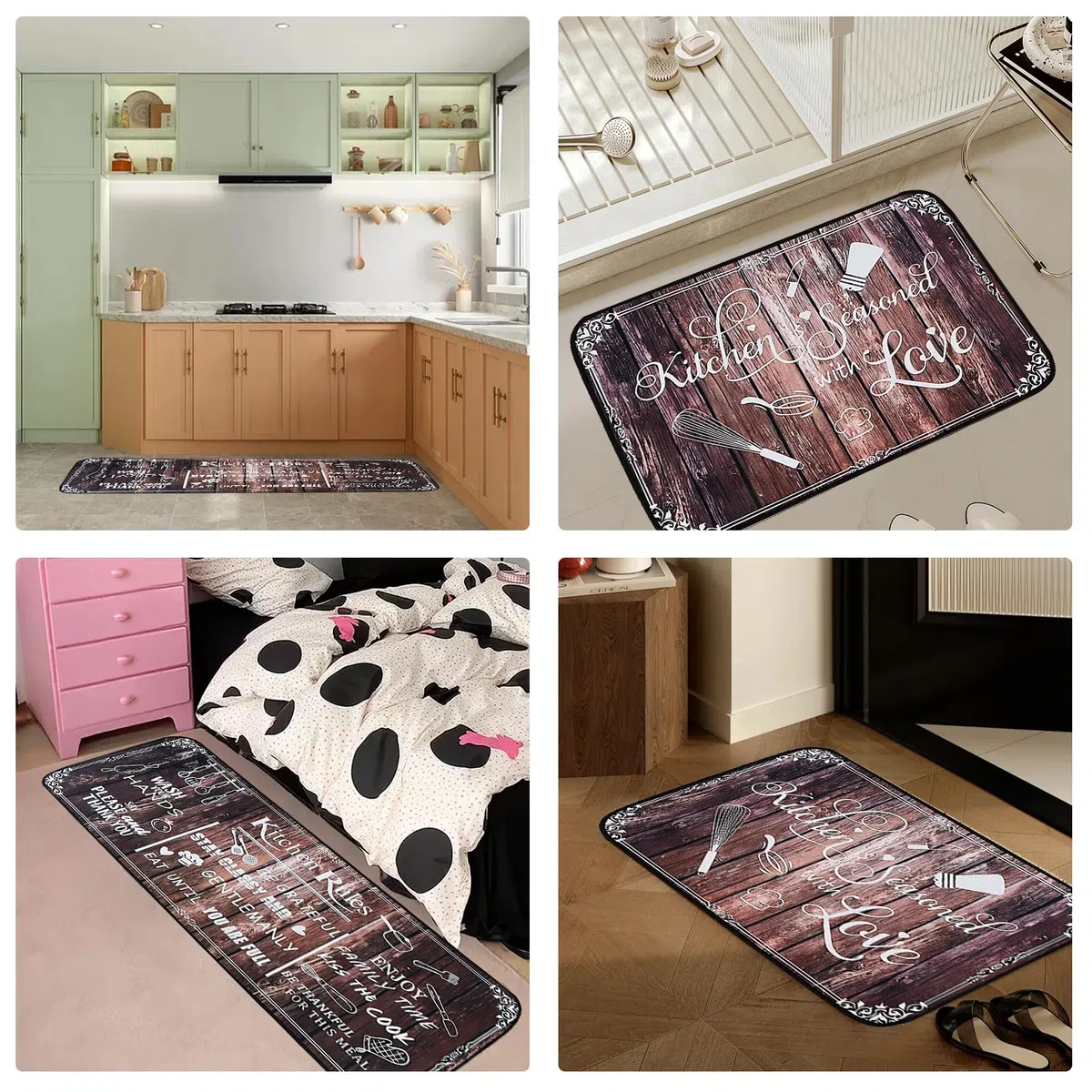 Fecialy Set di tappeti da cucina e tappetino da cucina antiscivolo 2 pezzi, tappeti da cucina resistenti e anti-fatica, tappetino da cucina lavabile per cucina, sala da pranzo,40x60+40x120cm