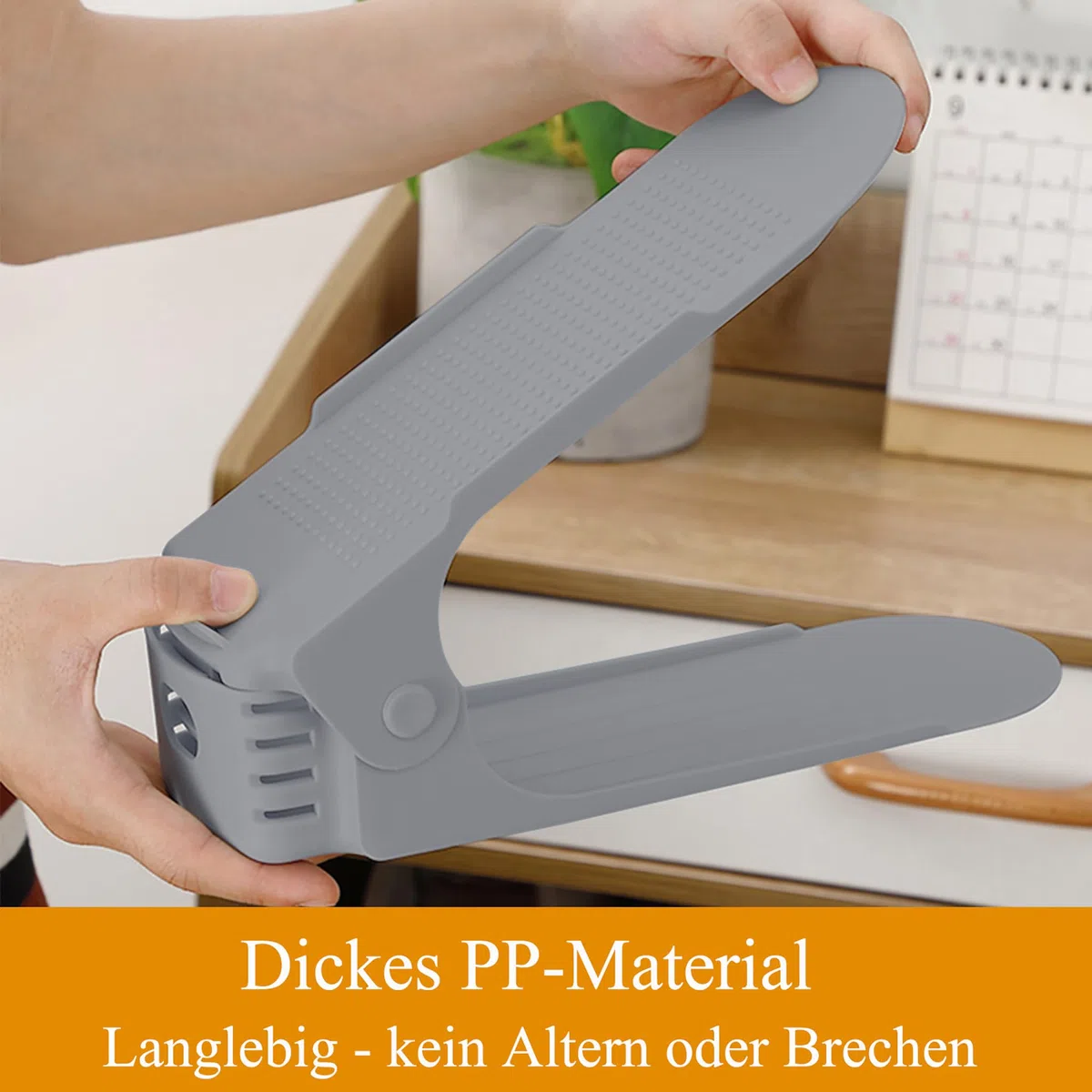 Froadp - Set di 10 portascarpe regolabili, antiscivolo, a 3 altezze, in PP a doppia strato, salvaspazio, per la conservazione delle scarpe (Grigio)