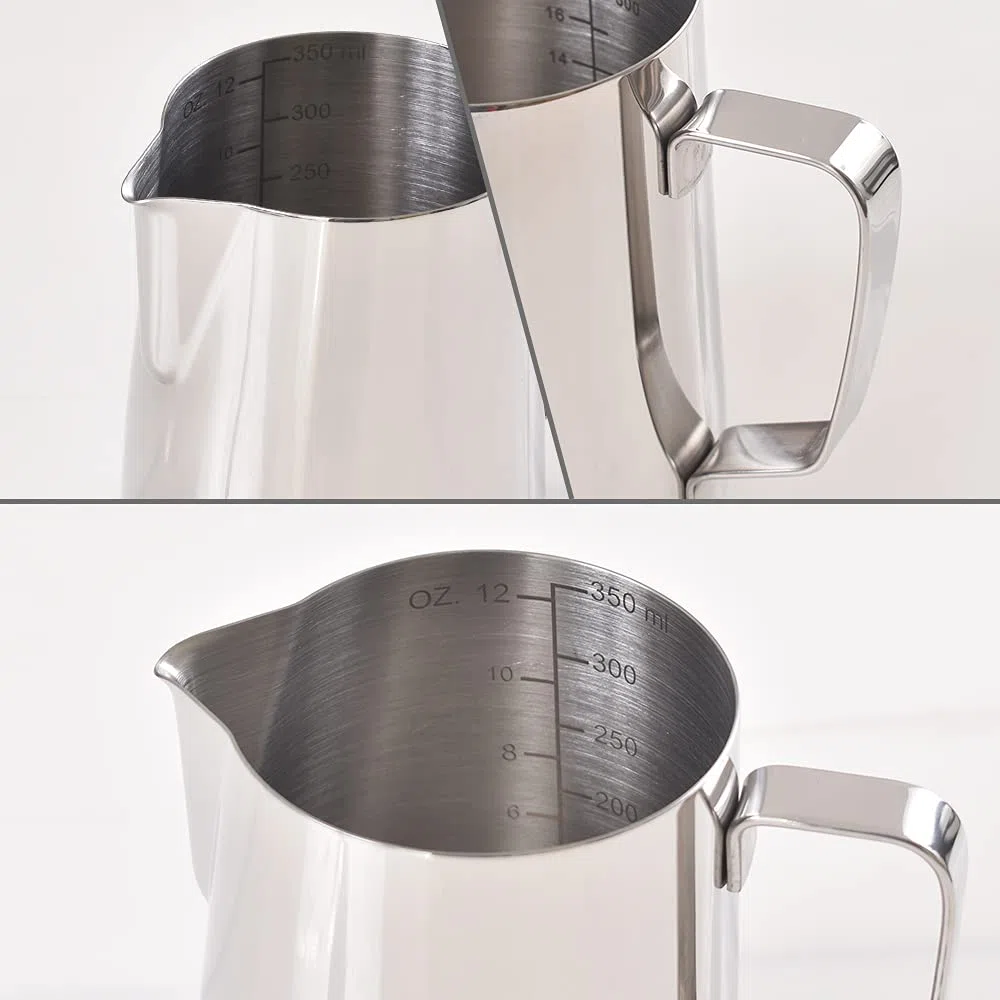 HomEdge Brocche per caffè espresso con schiuma, 350 ml / 12 OZ, in acciaio inox, con scala graduata per schiumare il latte