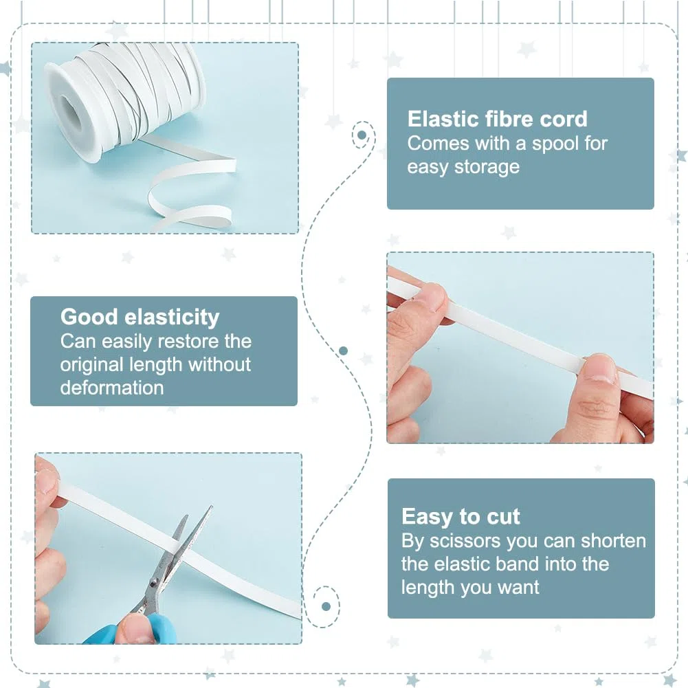 OLYCRAFT 27.4m Elastico in Gomma per Costumi da Bagno Larghezza 6mm Elastici Piatto per Costume da Bagno Elastico Bianco per Cucire Cinture di Pantaloni Costumi da Bagni Decorazioni Artigianali