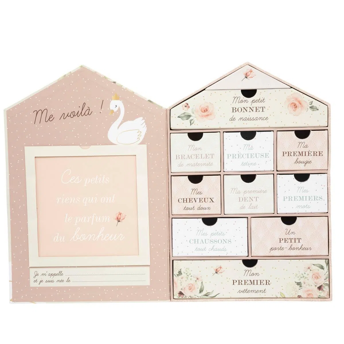 ATMOSPHERA CREATEUR D'INTERIEUR - Scatola Regalo per Bambini cygne Rosa h30,5cm