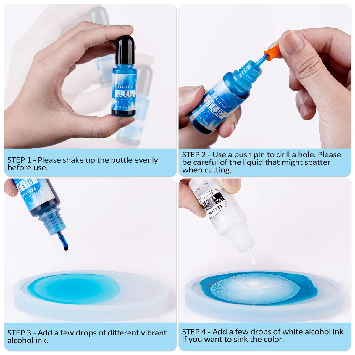 Alcohol Ink Set - ERCorArt 26 Colori Vivaci e Concentrati, Inchiostro ad Alcool per Resina Epossidica, Pittura Artistica, Creazione di Capsule di Petri In Resina - 10 ml/Bottiglia