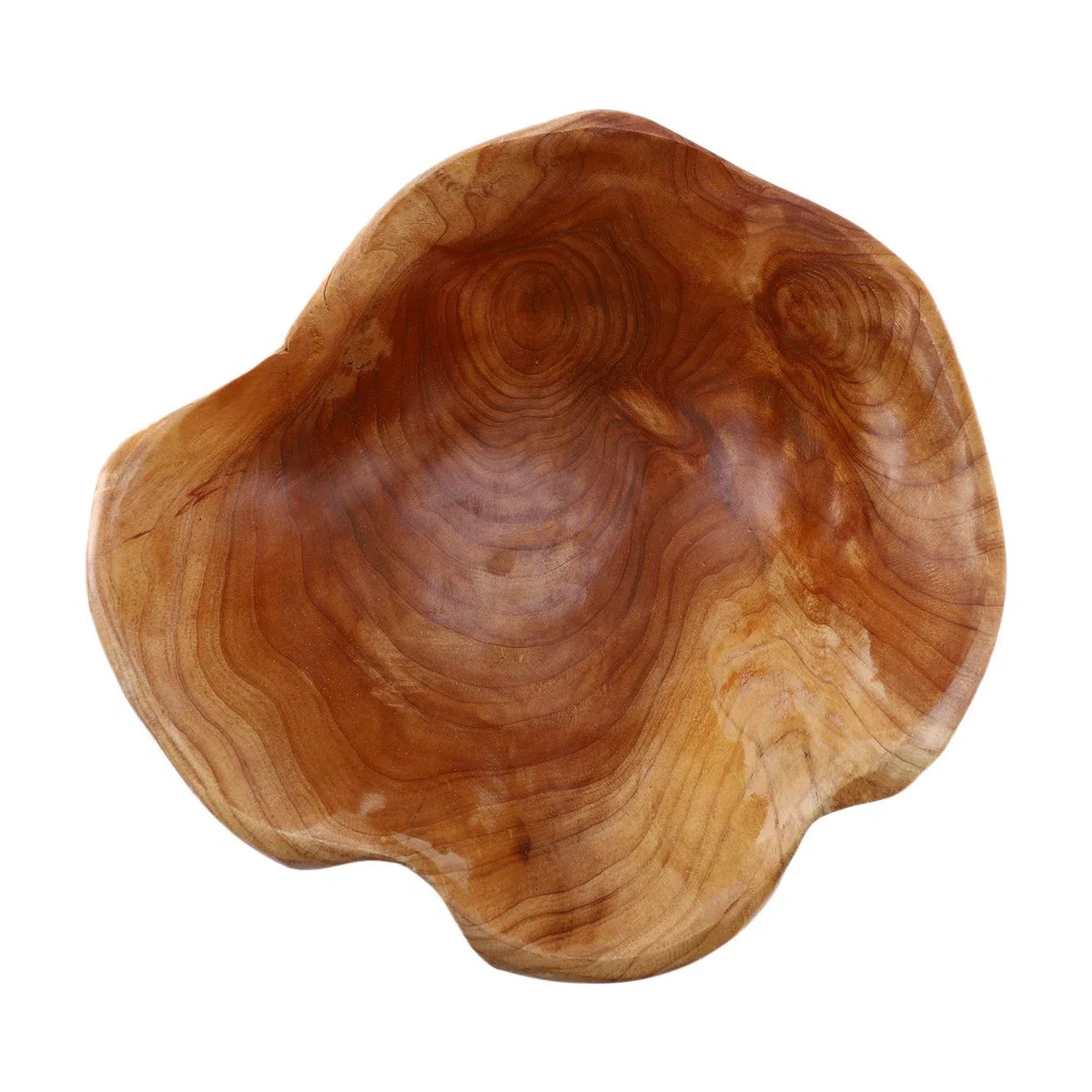 Insalatiera in legno, decorativa, in legno naturale, fatta a mano, irregolare per frutta, insalate, caramelle e snack (20-24 cm)