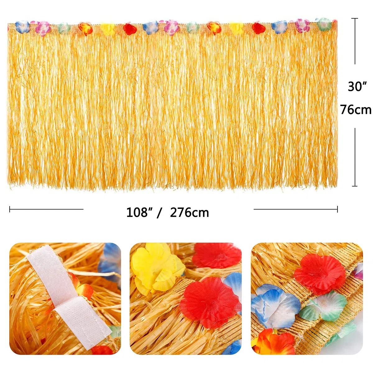 185 Pezzi Gonna Tavolo Hawaiana Tropical Tovaglia da Tavolo Set Luau Decorazioni con Foglie di Palma Fiori hawaiani Cake Topper ombrelli cannucce per Decorazioni da Tavola Hawaiane Luau Party