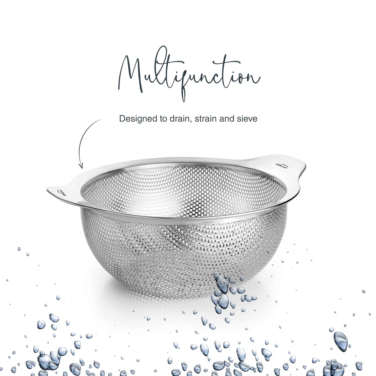 Lacor 62736 - Scolapasta Cucina Inox, Acciaio Inossidabile 18/10 e Ø24 cm | Grande contenitore impilabile con manici per scolare verdura o pasta. Adatto a pentole e lavastoviglie.