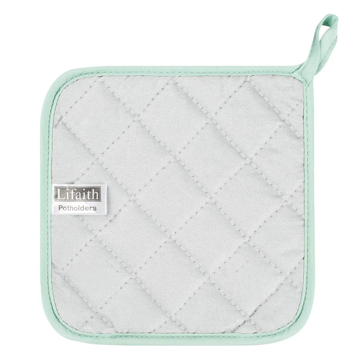 Set di 5 presine da cucina completamente in cotone e in tessuto di spugna termoresistente, ideali per uso quotidiano in cucina e con fornelli e forno Menta Verde