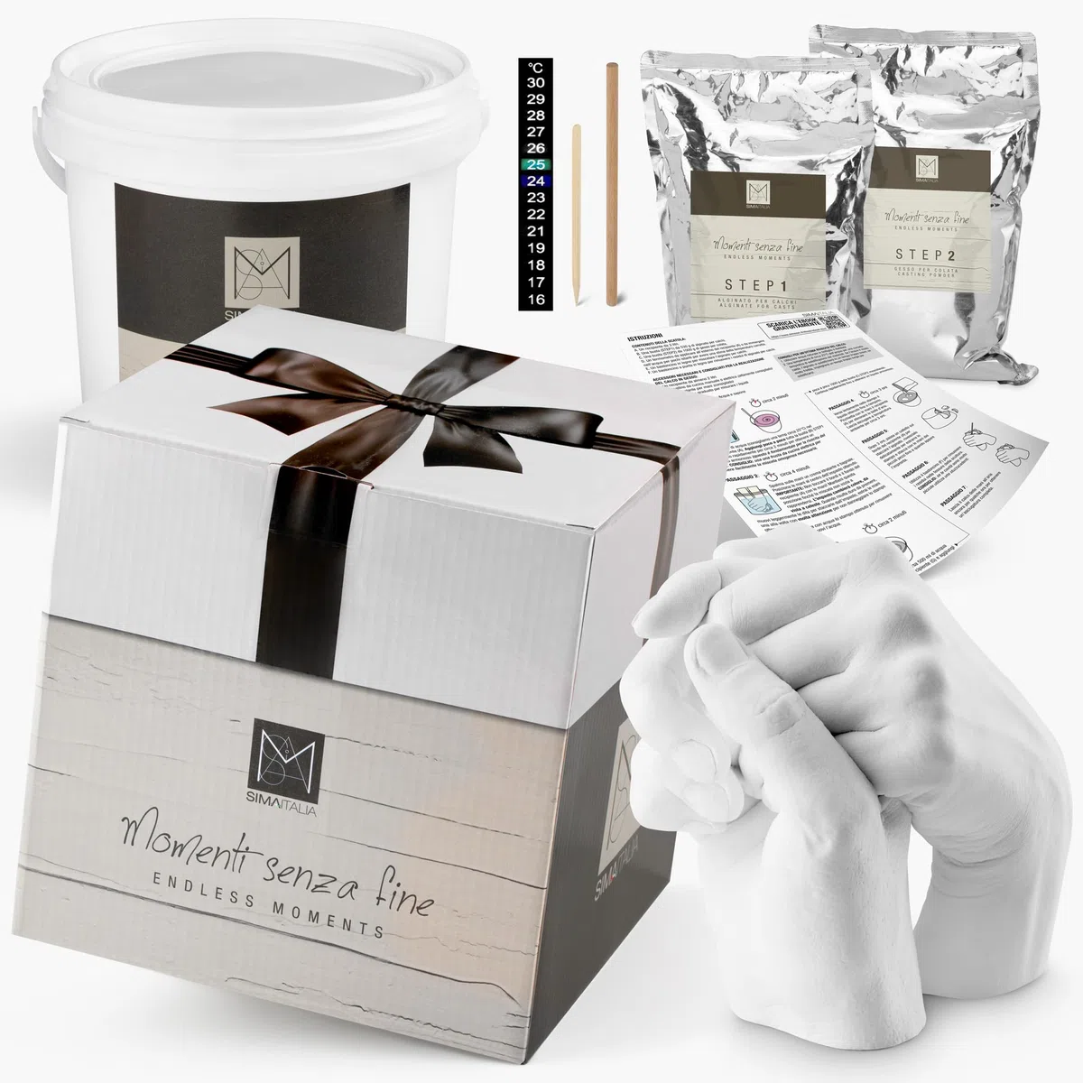SIMAITALIA Kit Calco Mani Coppia Completo con Video Guida ed Ebook - Stampo 3D in Gesso e Alginato