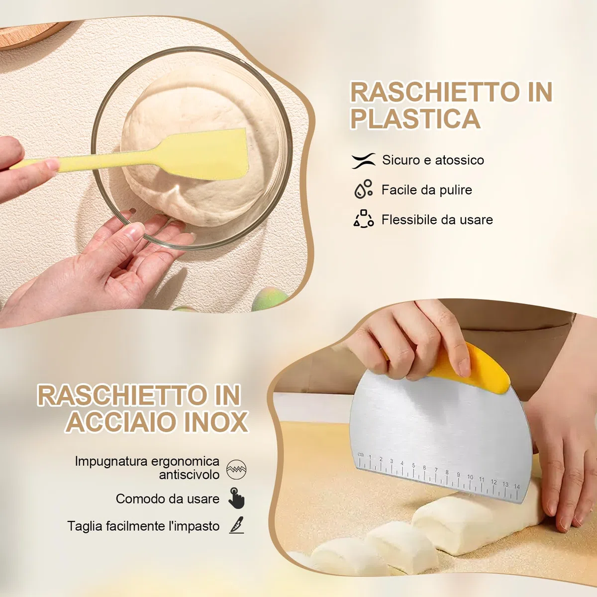 10 Pezzi Cestino da Lievitazione per Pane, Set Panificazione con Cestini Lievitazione in Silicone Rotondo da 23 cm & Ovale da 25 cm, Tela di Lino, per La Cottura del Pane