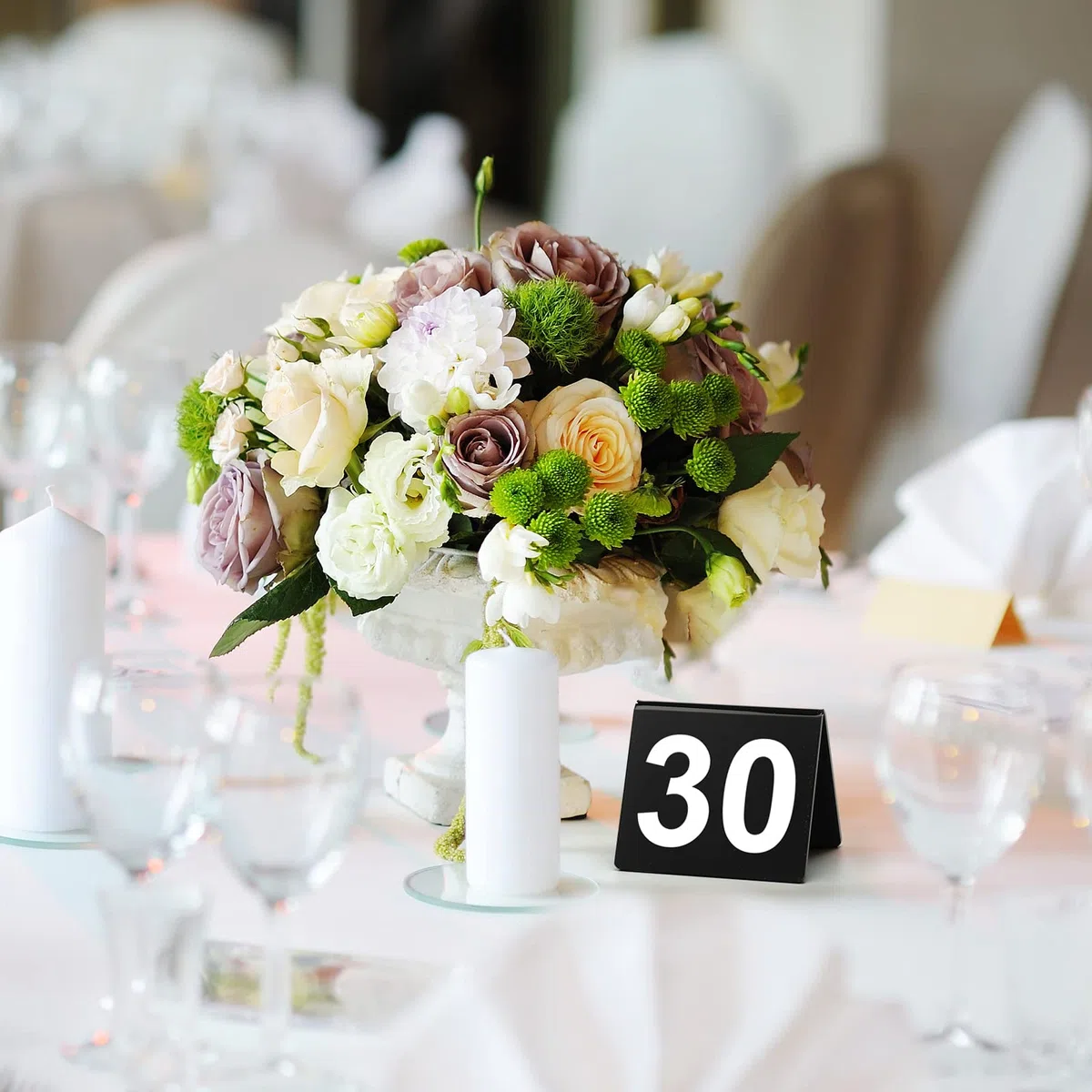 100 pezzi numeri da tavolo in acrilico da 1 a 100 tende numerate su due lati, per ristoranti, matrimoni, tende, per feste, banchetti, servizi, indicatori, forniture, 5 x 5 x 4 cm (numero bianco)