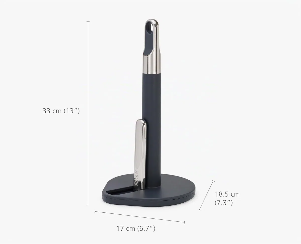 Joseph Joseph Hold Portarotolo da Cucina, Braccio a Molla, Facile da Strappare, Base Pesante, Antiscivolo, Compatibile con Rotoli da 140 mm