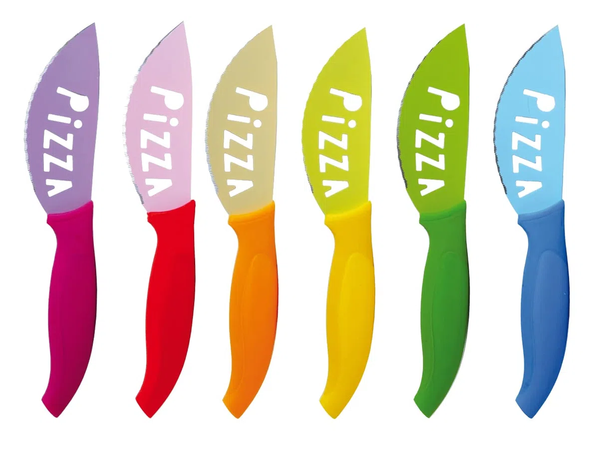 Excelsa Unisex - Adulto Passione Color Set 6 Coltelli Pizza, Multicolore, 6 Pezzi