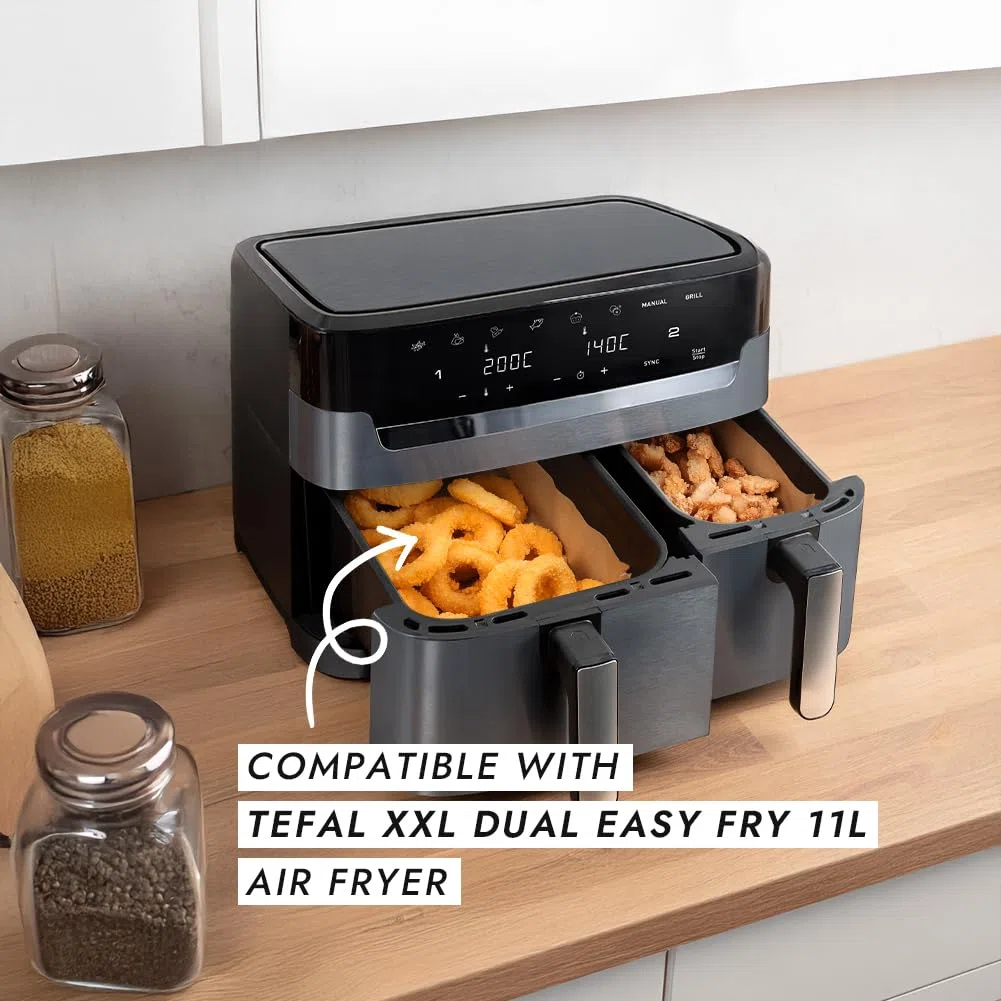 Carta da forno per Moulinex Dual Easy Fry XXL 11L, Accessori per Gidgimo Air Fryer XXL 10L (6L + 4L), Carta per doppia frittoia a aria 6,5L/4,5L
